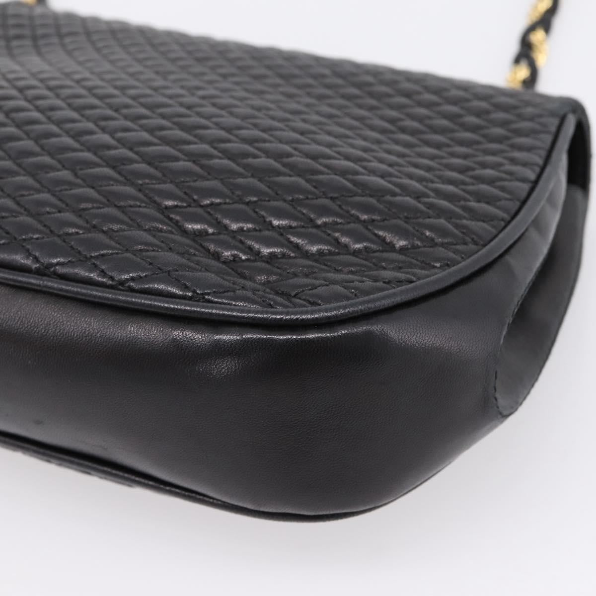 Bally Vintage Chain Quilted Leather Black Leather Shoulder Bag Bag (Pre-Owned)