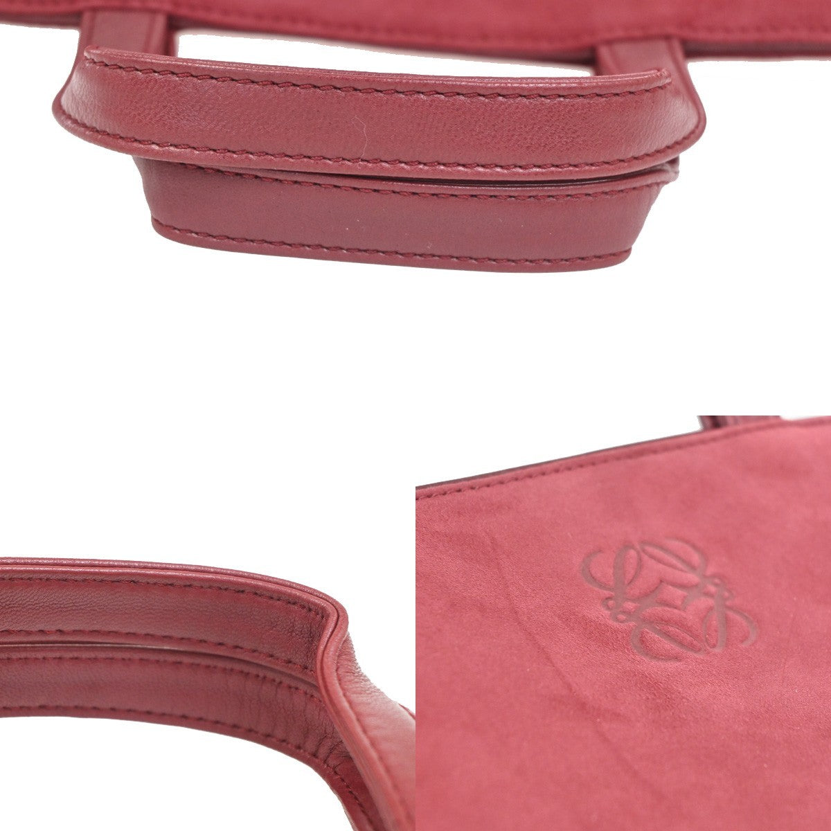 Loewe Anagram Tote Suede Red Suede Tote Bag Bag (Pre-Owned)
