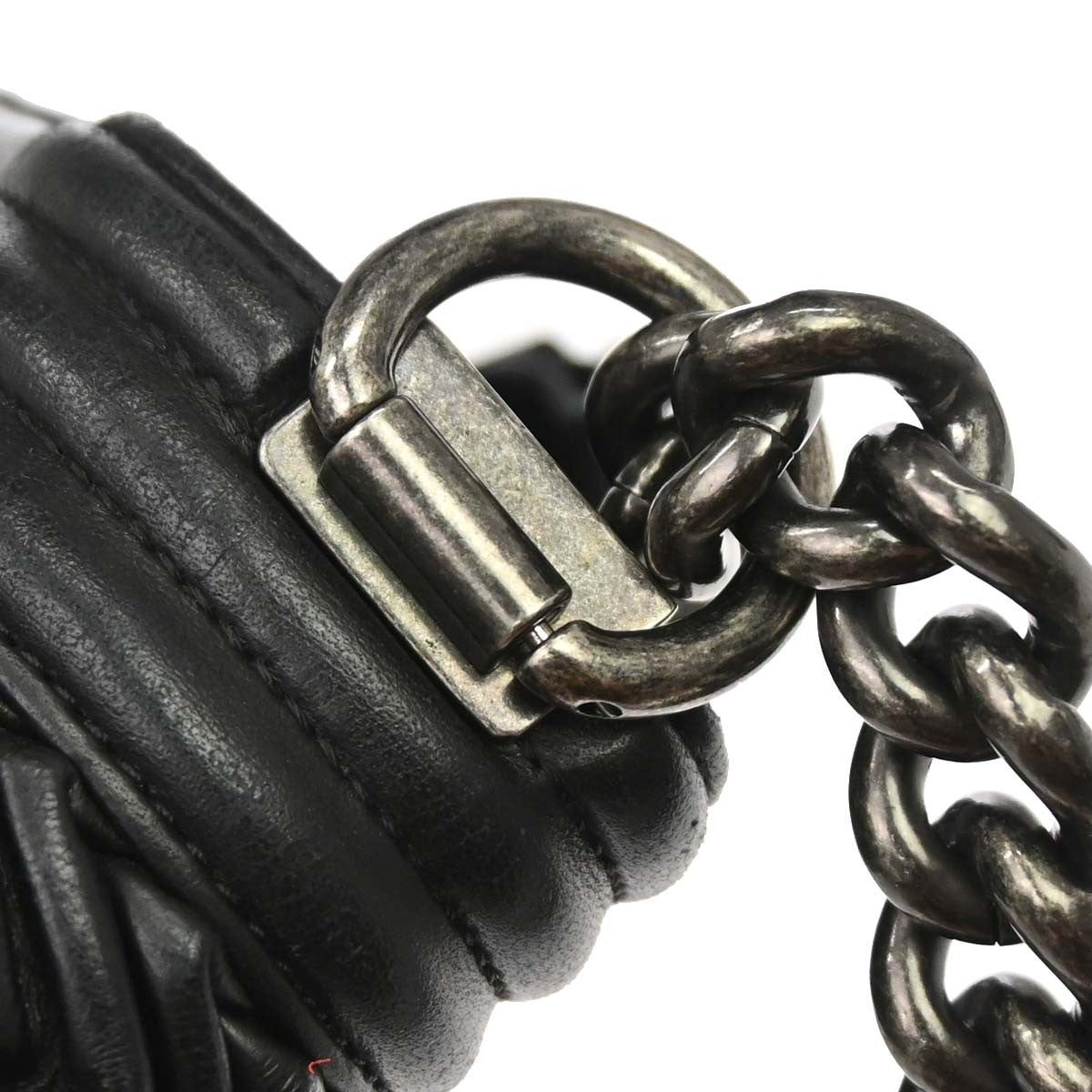 Chanel Boy Flap 3D Pleated Leather Black Leather Shoulder Bag Bag (Pre-Owned)