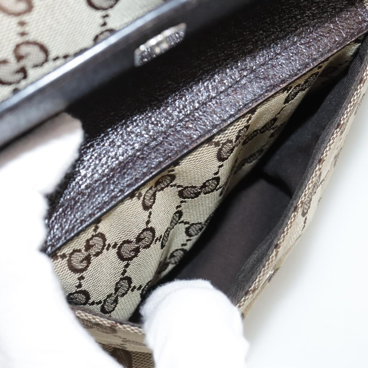 Gucci Double Pocket Web Messenger Gg Canvas And Leather Brown Canvas Shoulder Bag Bag (Pre-Owned)