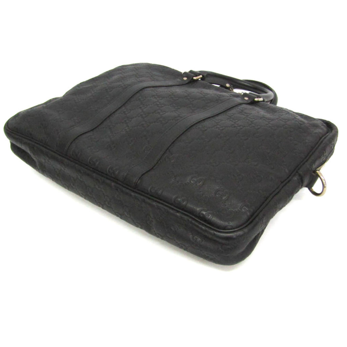 Gucci Convertible Guccissima Leather Black Leather Briefcase Bag (Pre-Owned)