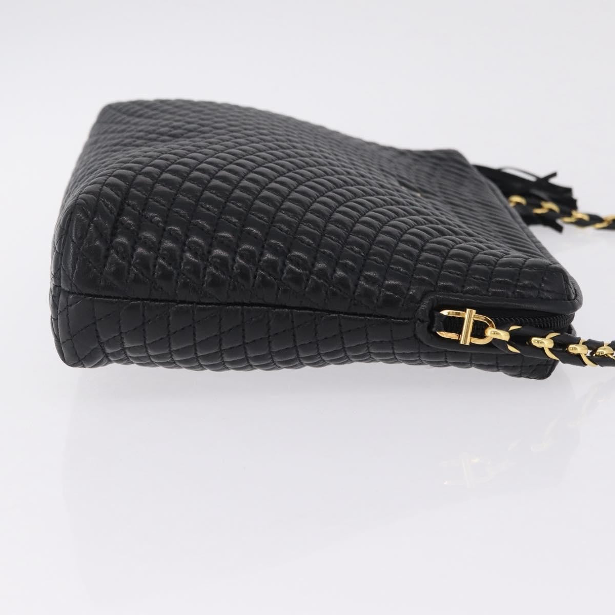 Bally Vintage Chain Quilted Leather Black Leather Shoulder Bag Bag (Pre-Owned)