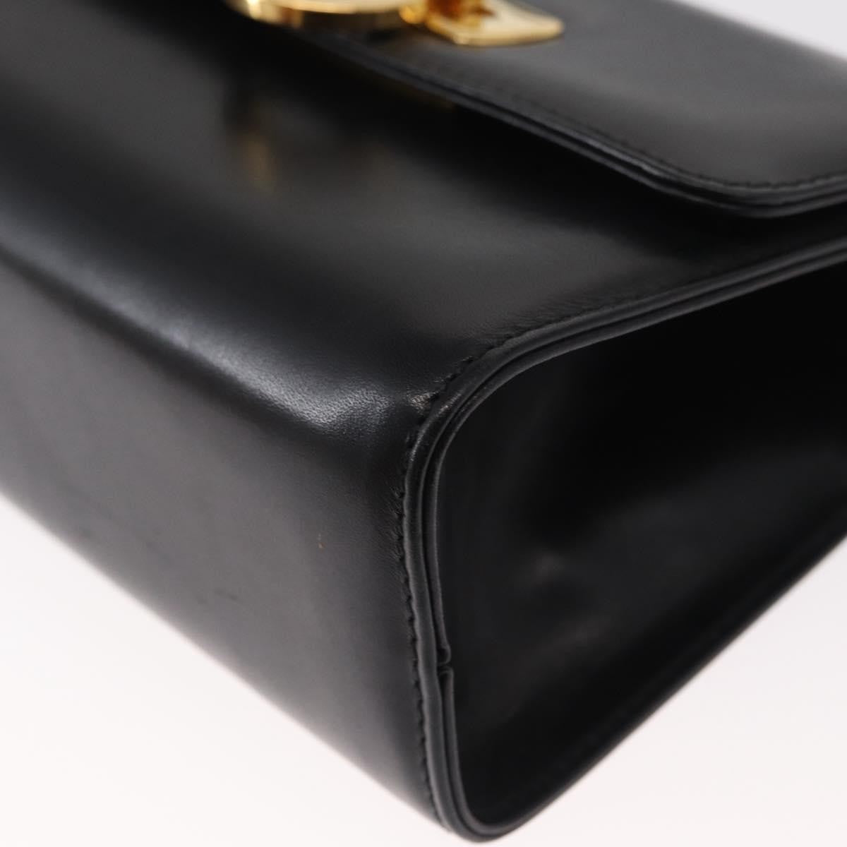 Salvatore Ferragamo Gancini Flap Leather Black Leather Shoulder Bag Bag (Pre-Owned)