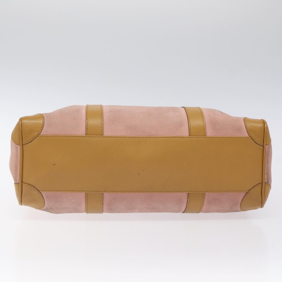 Gucci Vintage Canvas Pink Suede Handbag (Pre-Owned)