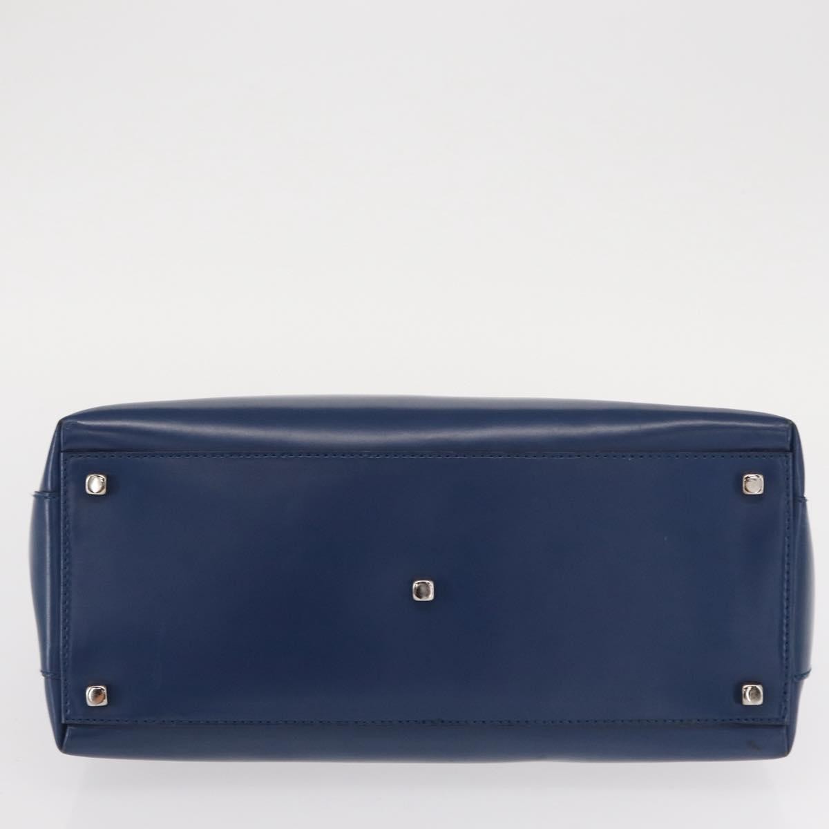 Salvatore Ferragamo Double Gancini Side Buckle Leather Blue Leather Handbag (Pre-Owned)