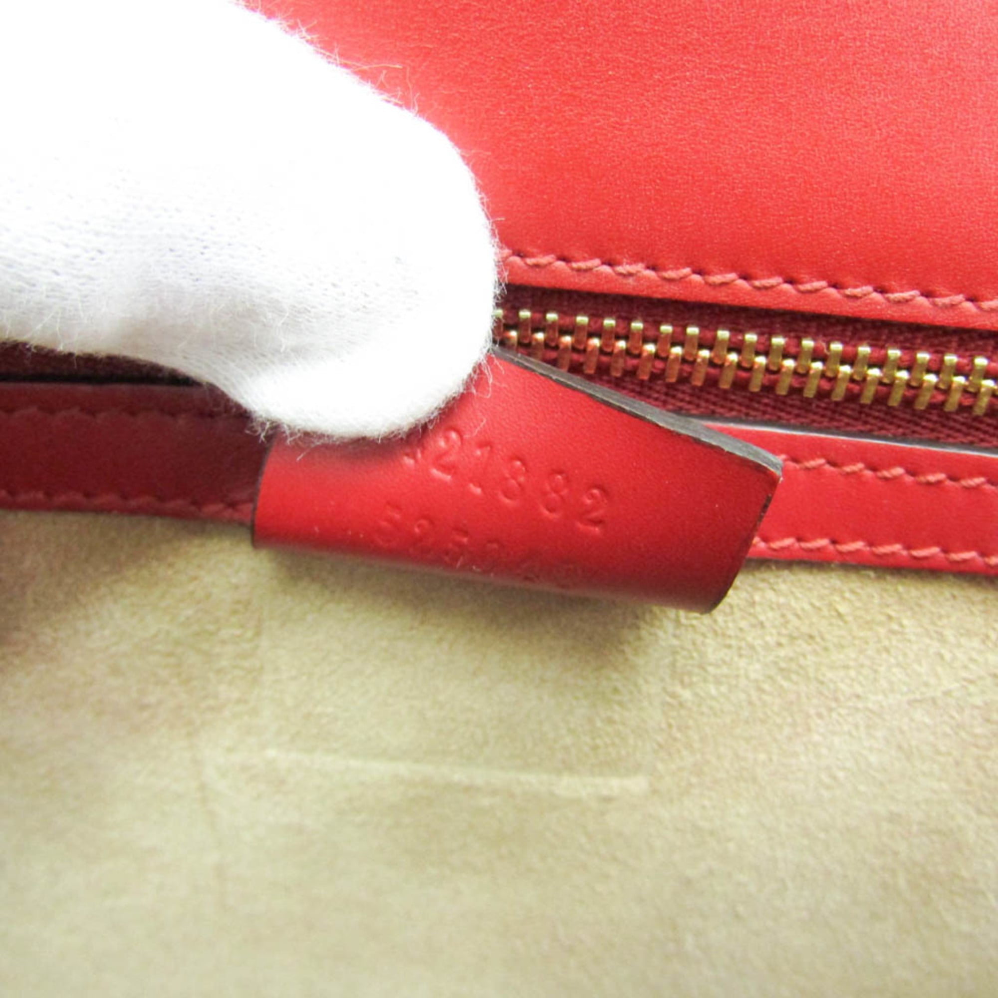 Gucci Sylvie Leather Red Leather Shoulder Bag Bag (Pre-Owned)