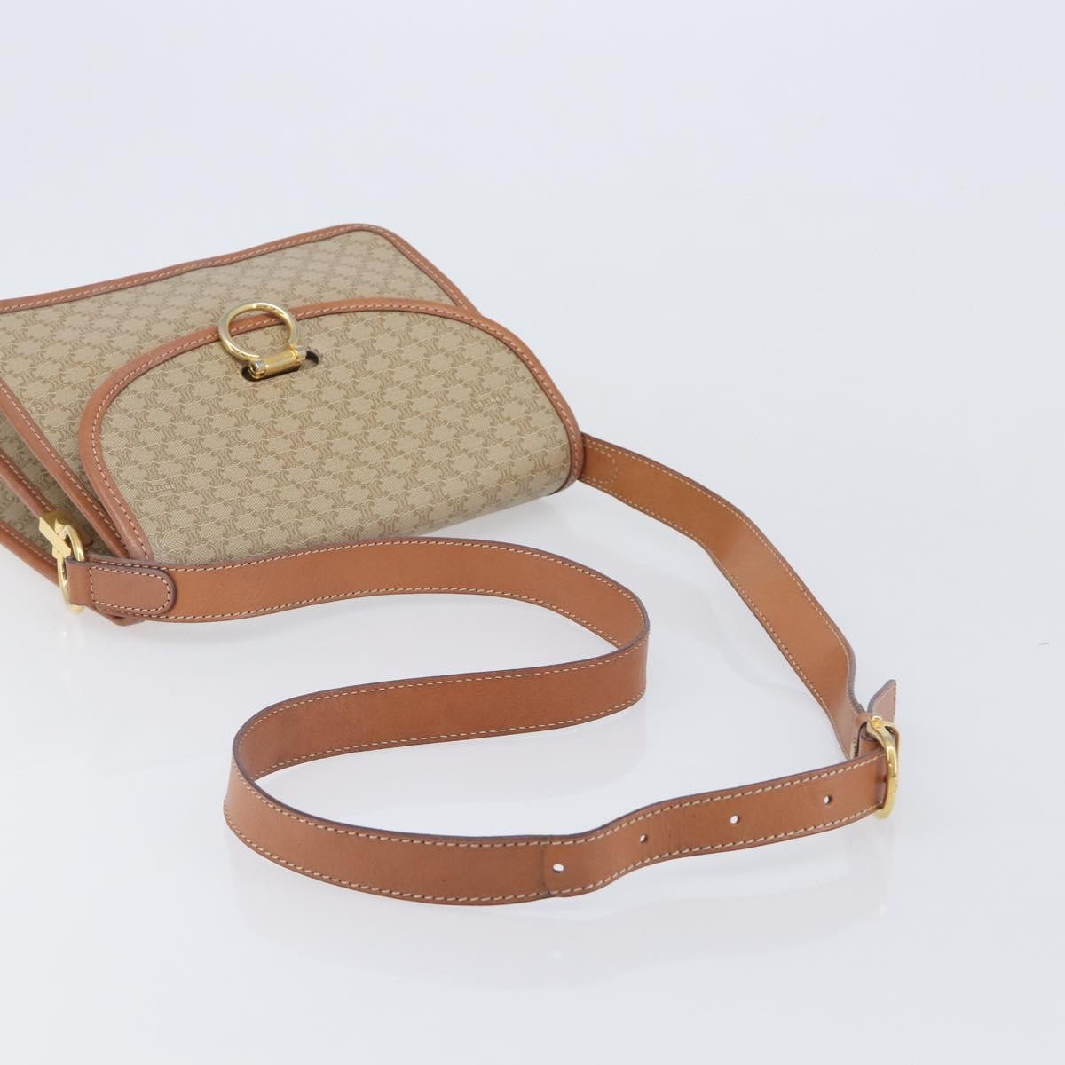 Celine Macadam Shoulder Canvas Beige Canvas Crossbody Bag Bag (Pre-Owned)
