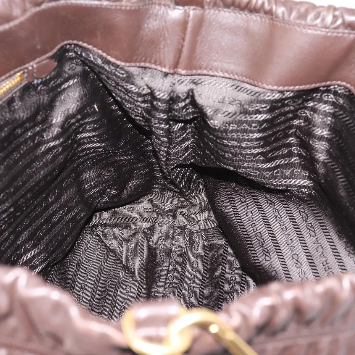 Prada Gaufre Nappa Leather Brown Leather Tote Bag Bag (Pre-Owned)