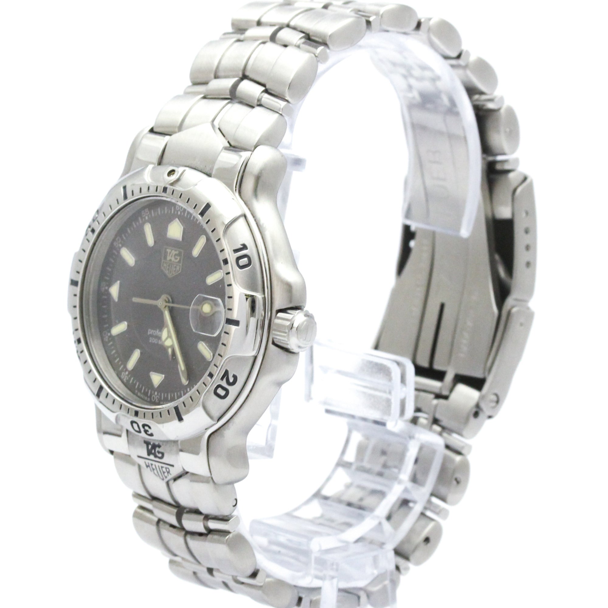 Tag Heuer Professional 6000 Quartz Stainless Steel With Plated Metal And Leather Watch (Pre-Owned)