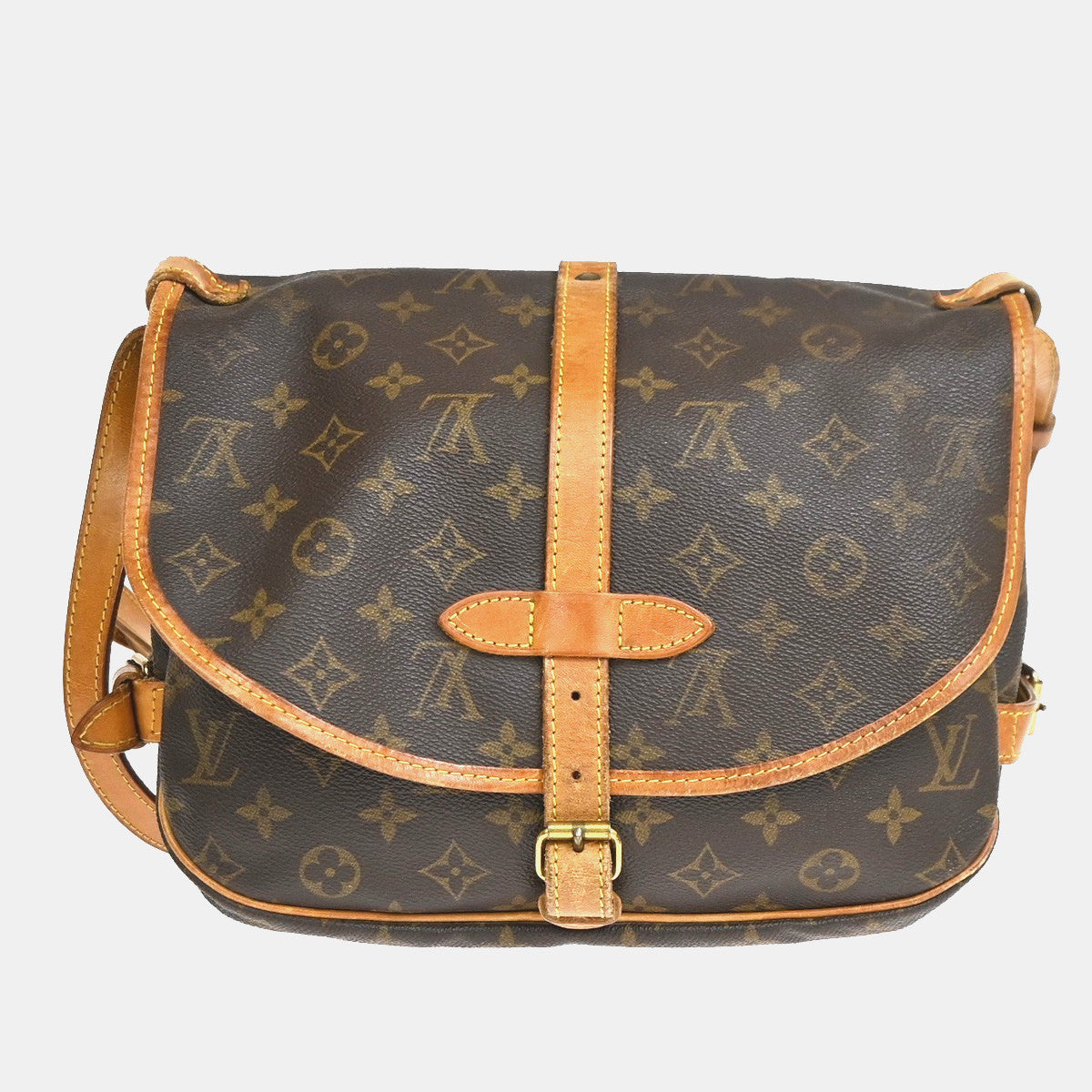 Louis Vuitton Saumur Monogram Canvas Brown Canvas Shoulder Bag Bag (Pre-Owned)