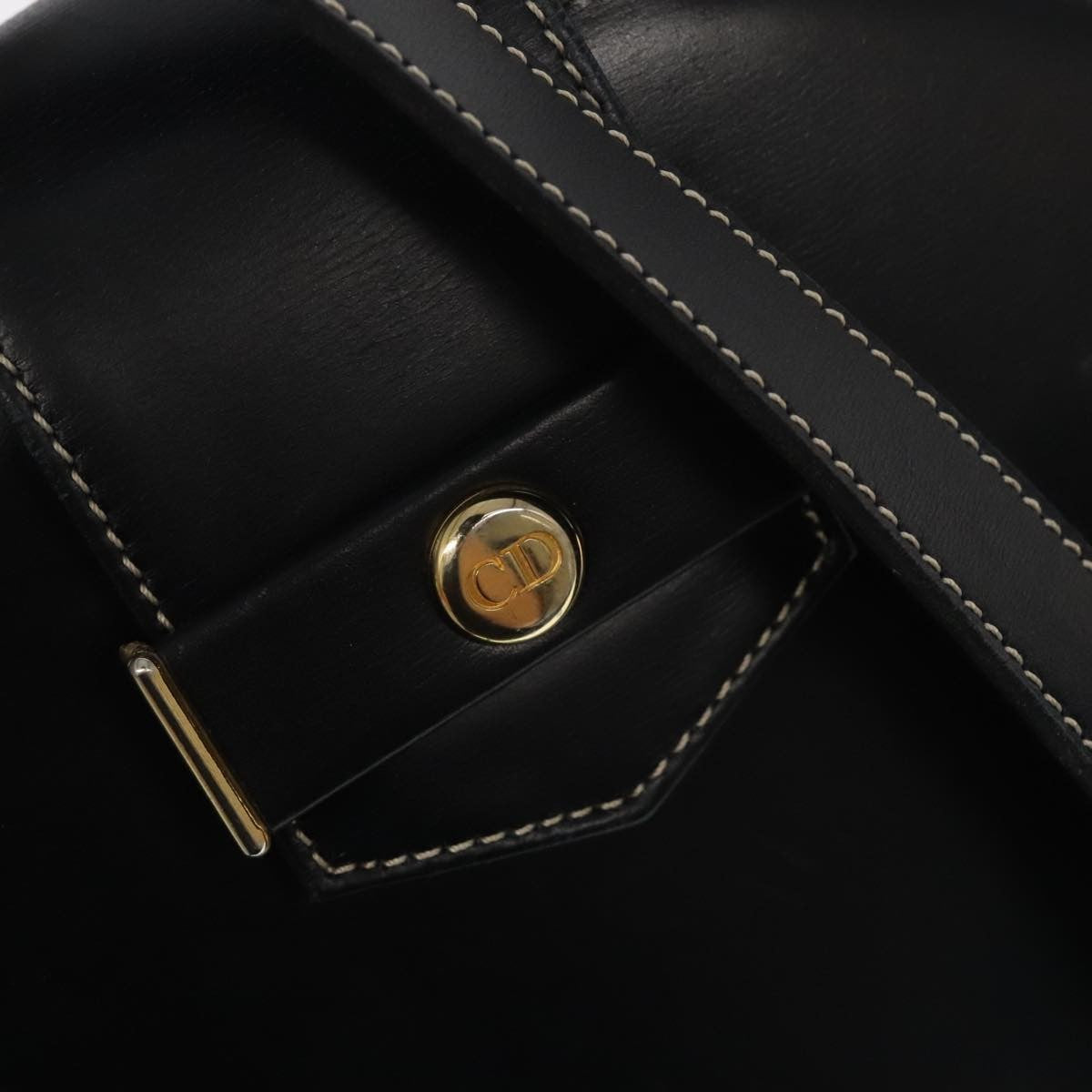 Christian Dior Vintage Leather Black Leather Shoulder Bag Bag (Pre-Owned)
