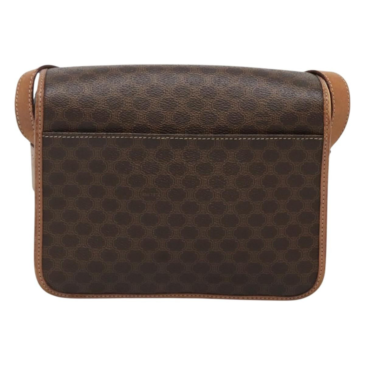 Celine Vintage Macadam Canvas And Leather Brown Canvas Shoulder Bag Bag (Pre-Owned)