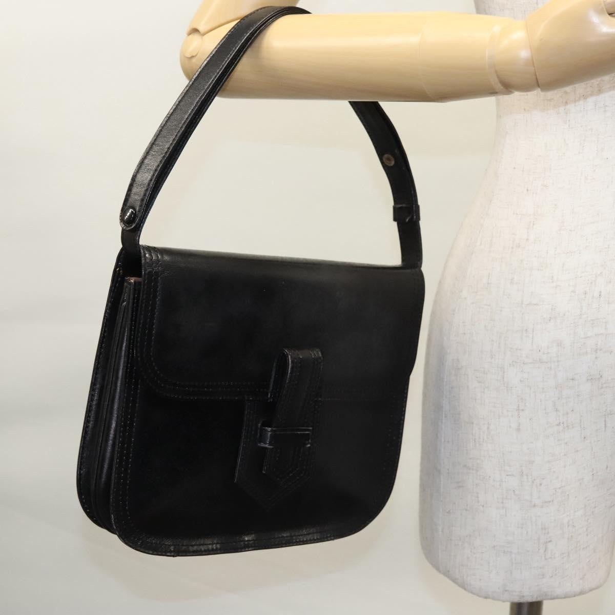 Saint Laurent Vintage Leather Black Leather Handbag (Pre-Owned)