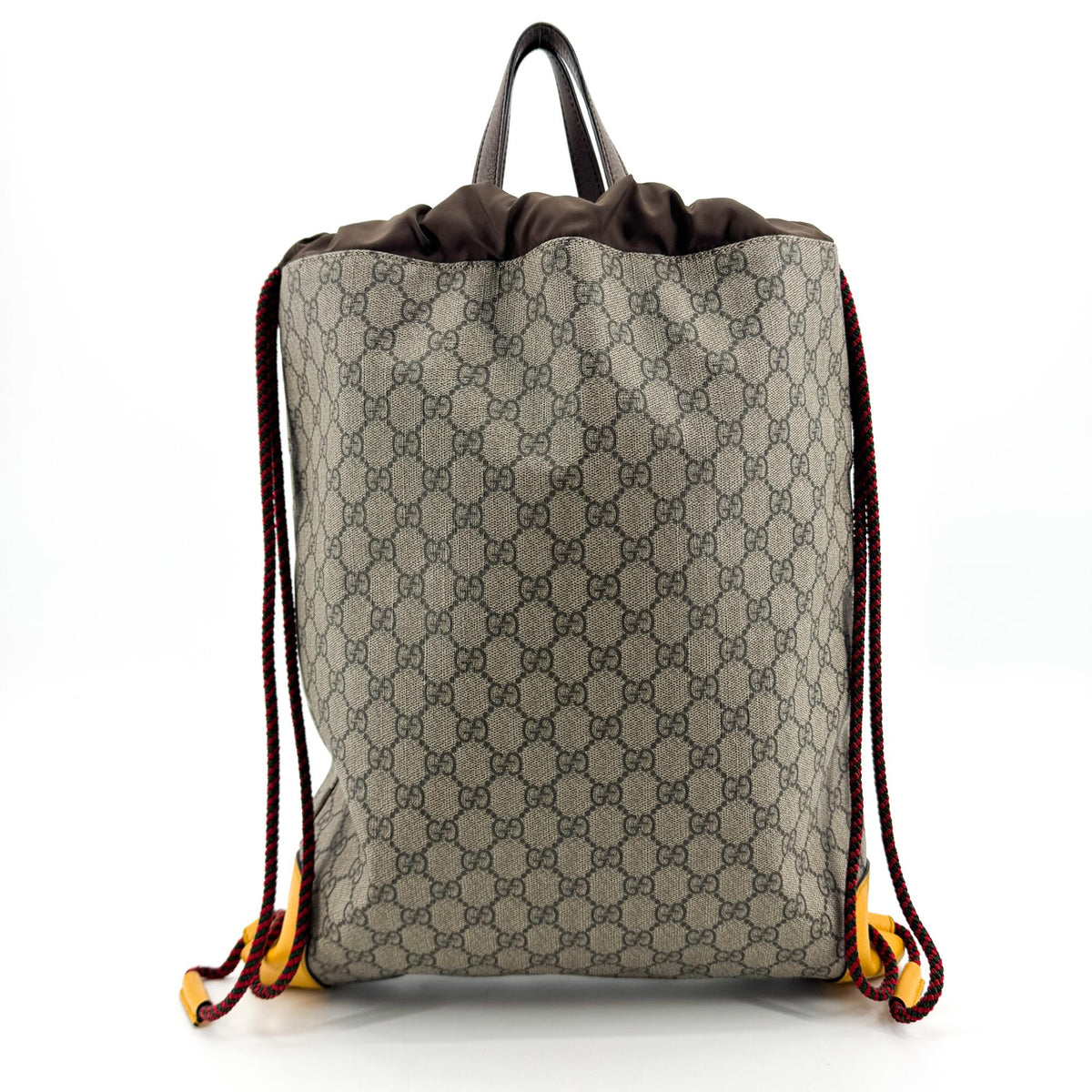 Gucci Neo Vintage Drawstring Gg Coated Canvas Brown Canvas Backpack Bag (Pre-Owned)