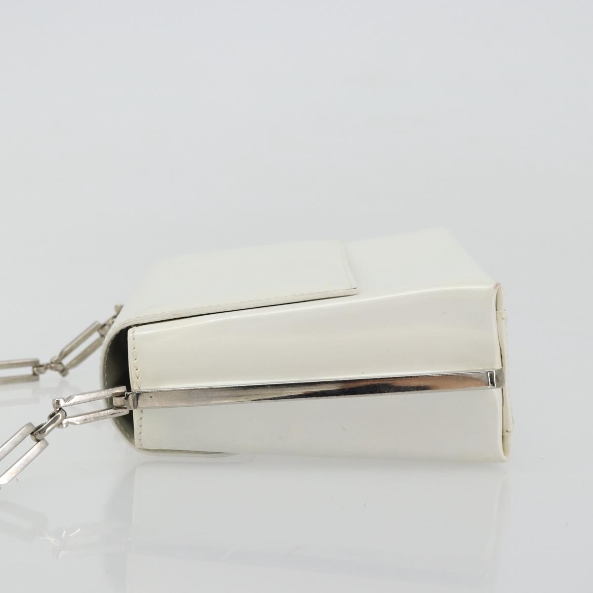 Salvatore Ferragamo Vintage Chain Patent Leather White Patent_Leather Shoulder Bag Bag (Pre-Owned)