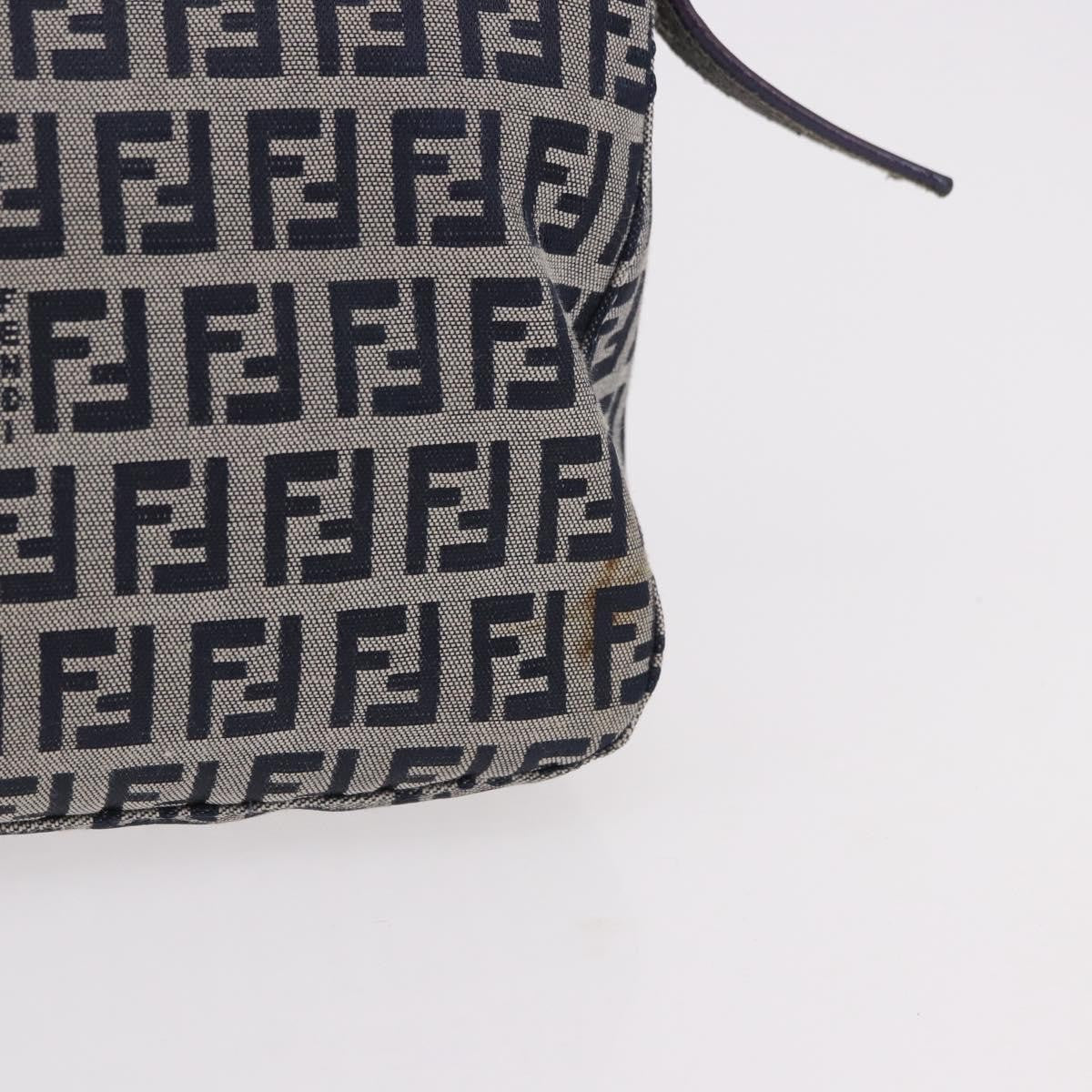 Fendi Baguette Zucchino Canvas Navy Canvas Handbag (Pre-Owned)