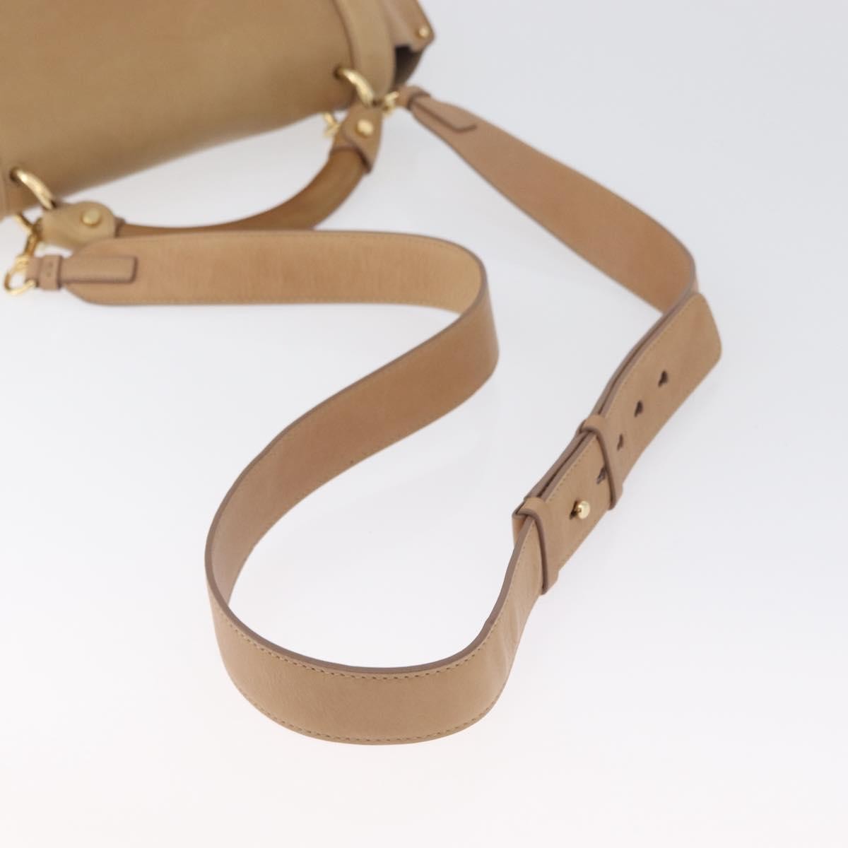 Salvatore Ferragamo Suzanna Satchel Smooth Leather Beige Leather Handbag (Pre-Owned)