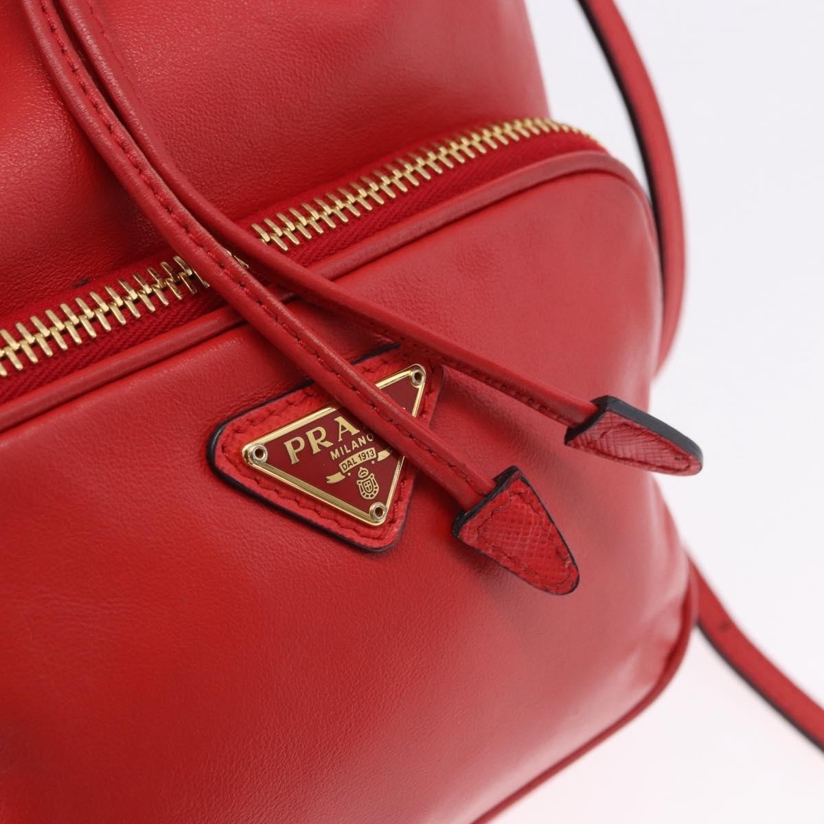 Prada Drawstring Pocket Bucket Soft Calf Red Leather Shoulder Bag Bag (Pre-Owned)
