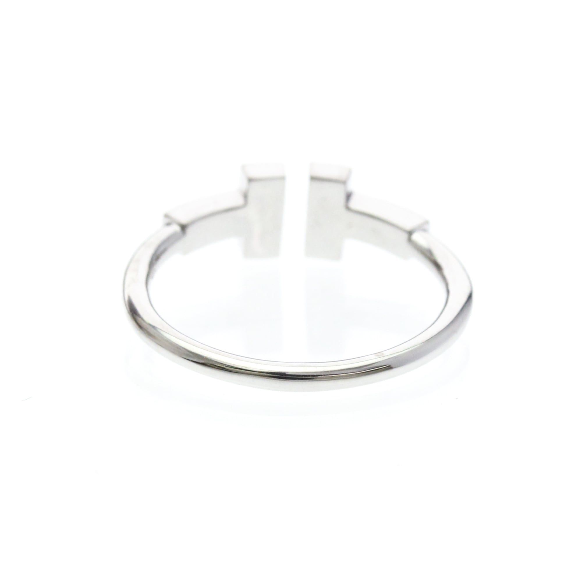 Tiffany & Co. T Wire 18K White Gold Silver White_Gold Ring Jewelry (Pre-Owned)