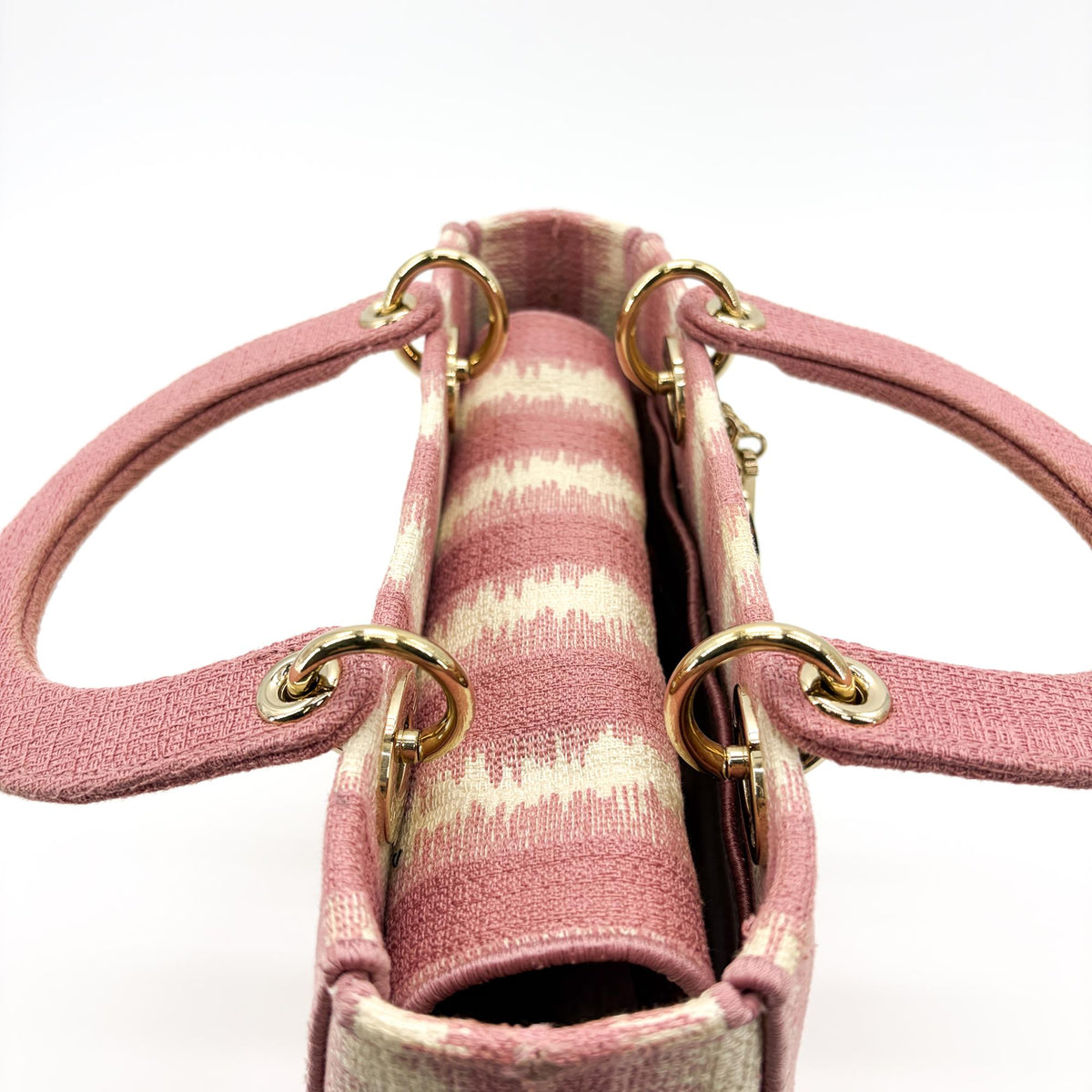 Christian Dior Lady D-Lite Embroidered Canvas Pink Canvas Handbag (Pre-Owned)