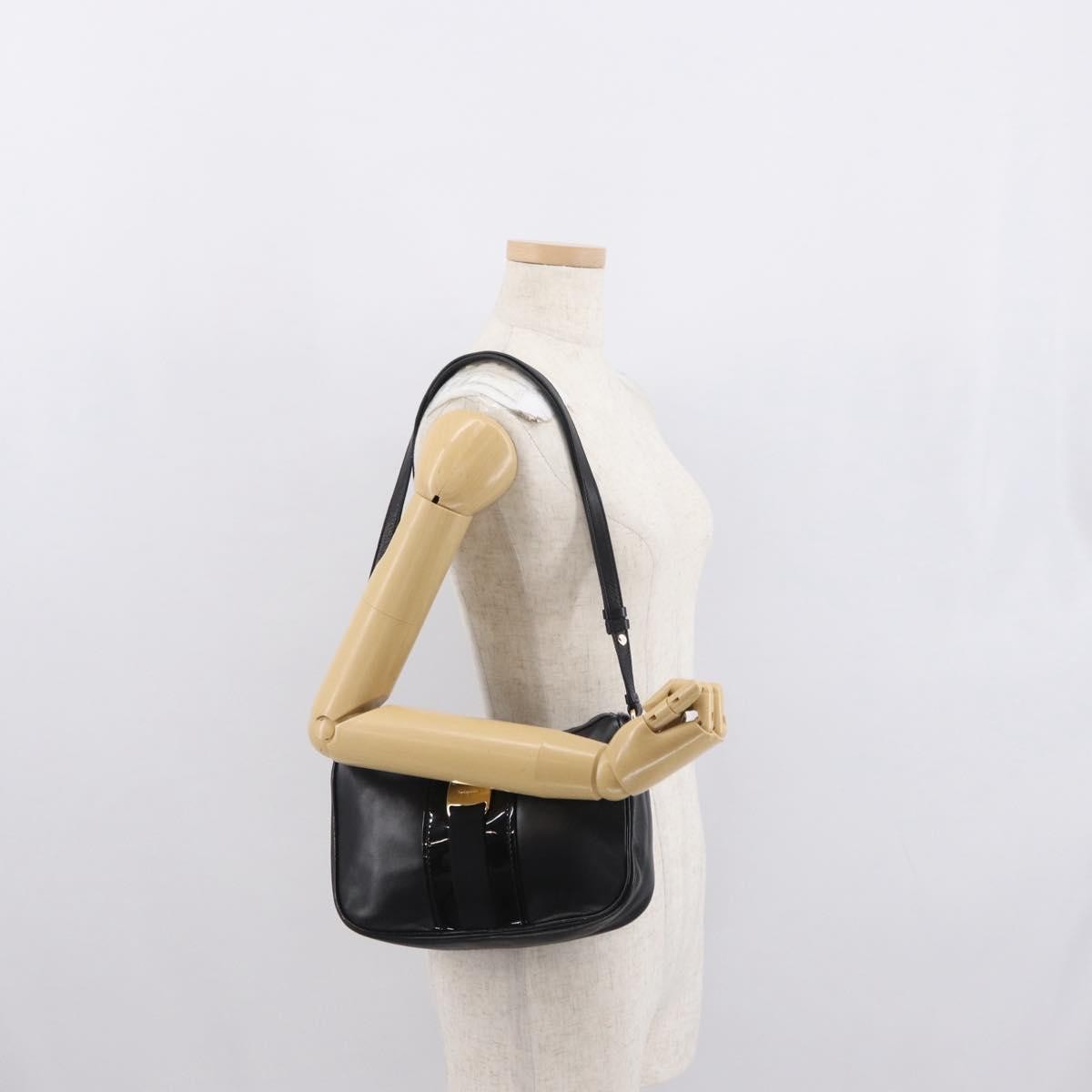 Salvatore Ferragamo Vala Leather Black Leather Shoulder Bag Bag (Pre-Owned)