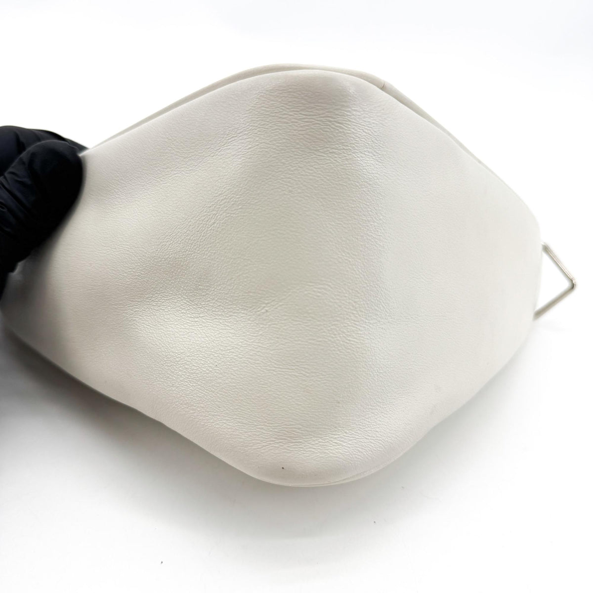 Prada Triangle Logo Zip Leather White Leather Crossbody Bag Bag (Pre-Owned)