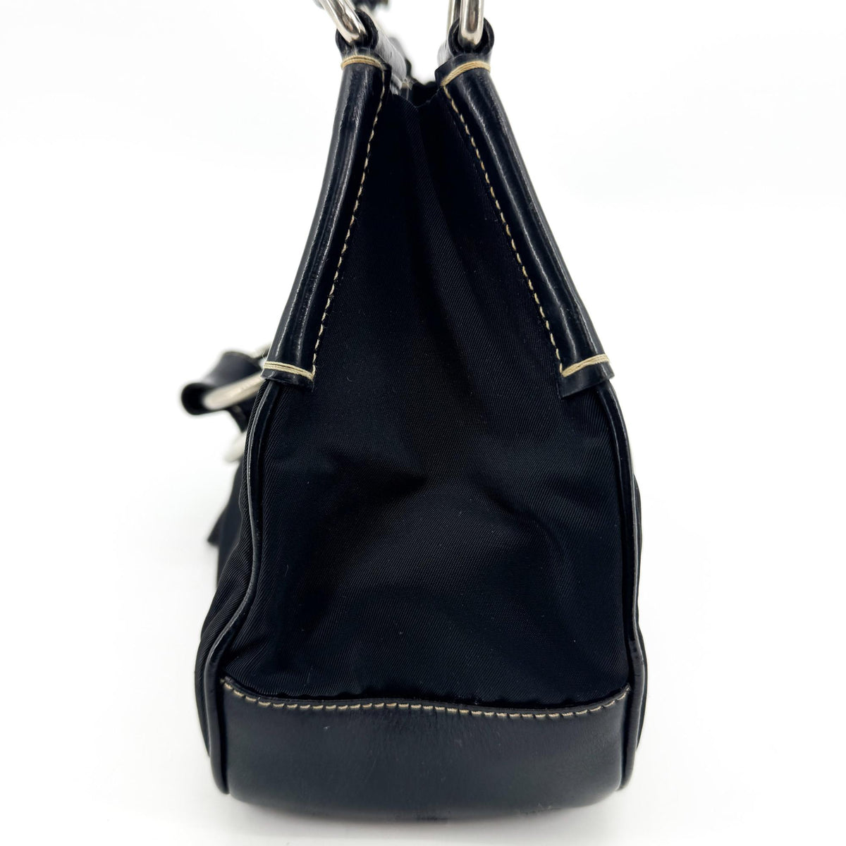 Prada Shoulder Bag Leather Black Nylon Shoulder Bag Bag (Pre-Owned)