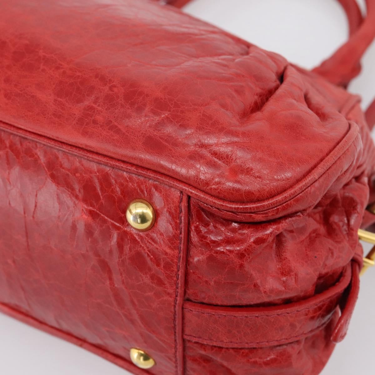 Miu Miu Coffer Convertible Satchel Matelasse Leather Red Leather Handbag (Pre-Owned)