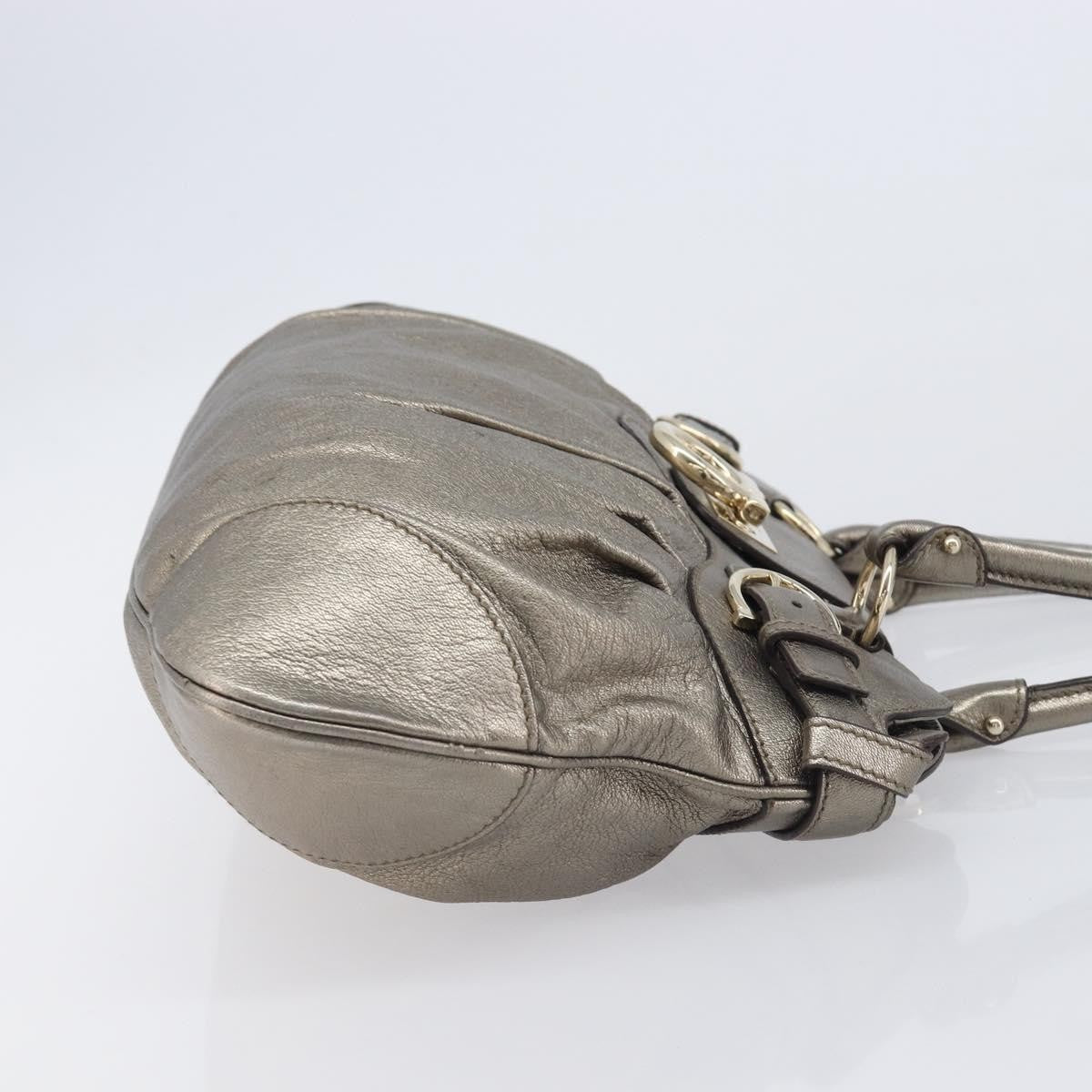 Salvatore Ferragamo Vintage Gancini Top Handle Leather Gold Leather Handbag (Pre-Owned)