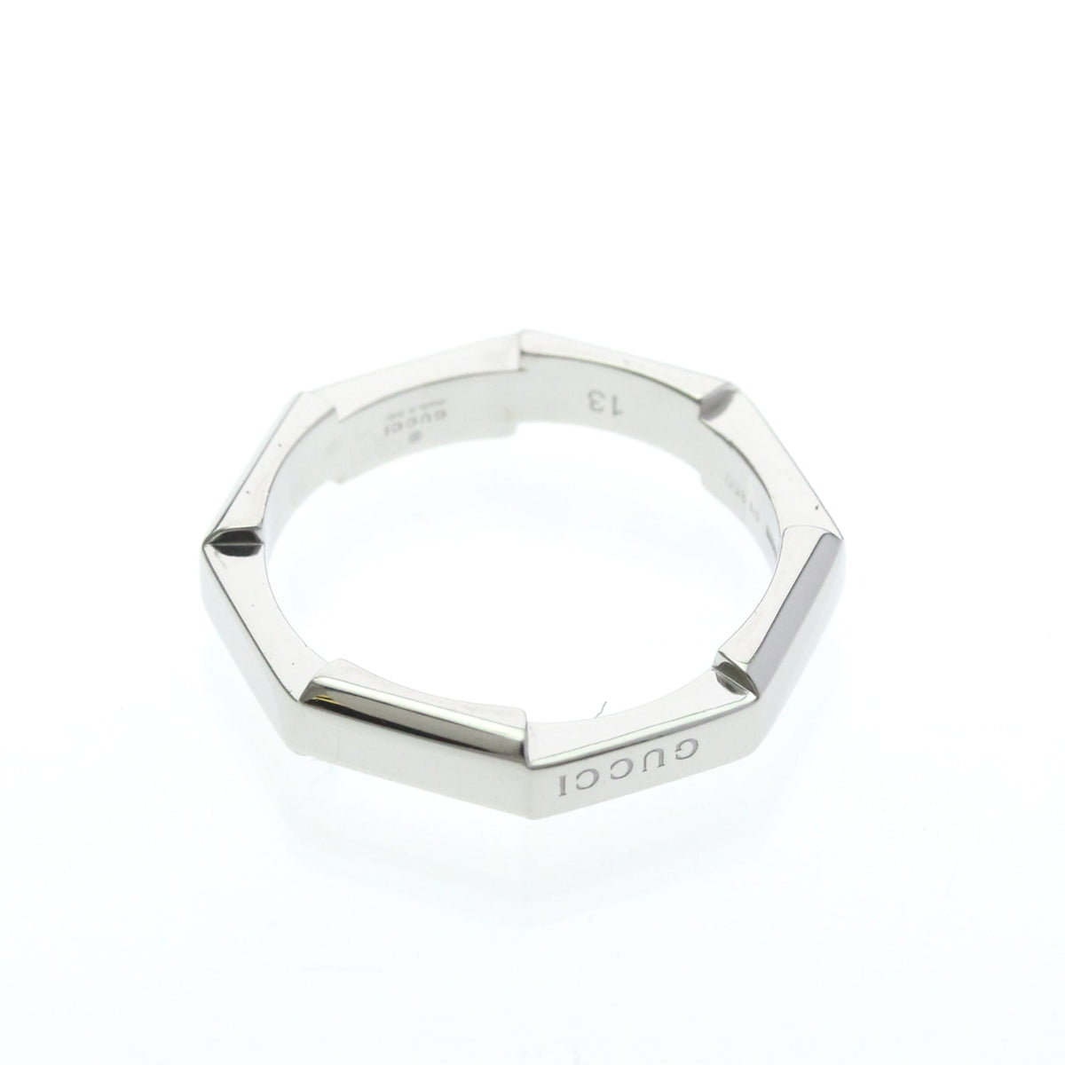 Gucci Link To Love Mirrored Platinum Silver Platinum Ring Jewelry (Pre-Owned)