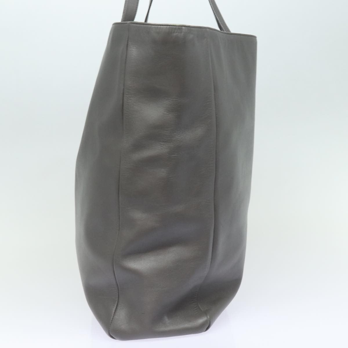Saint Laurent Reversible North South Shopper Leather Gray Leather Tote Bag Bag (Pre-Owned)