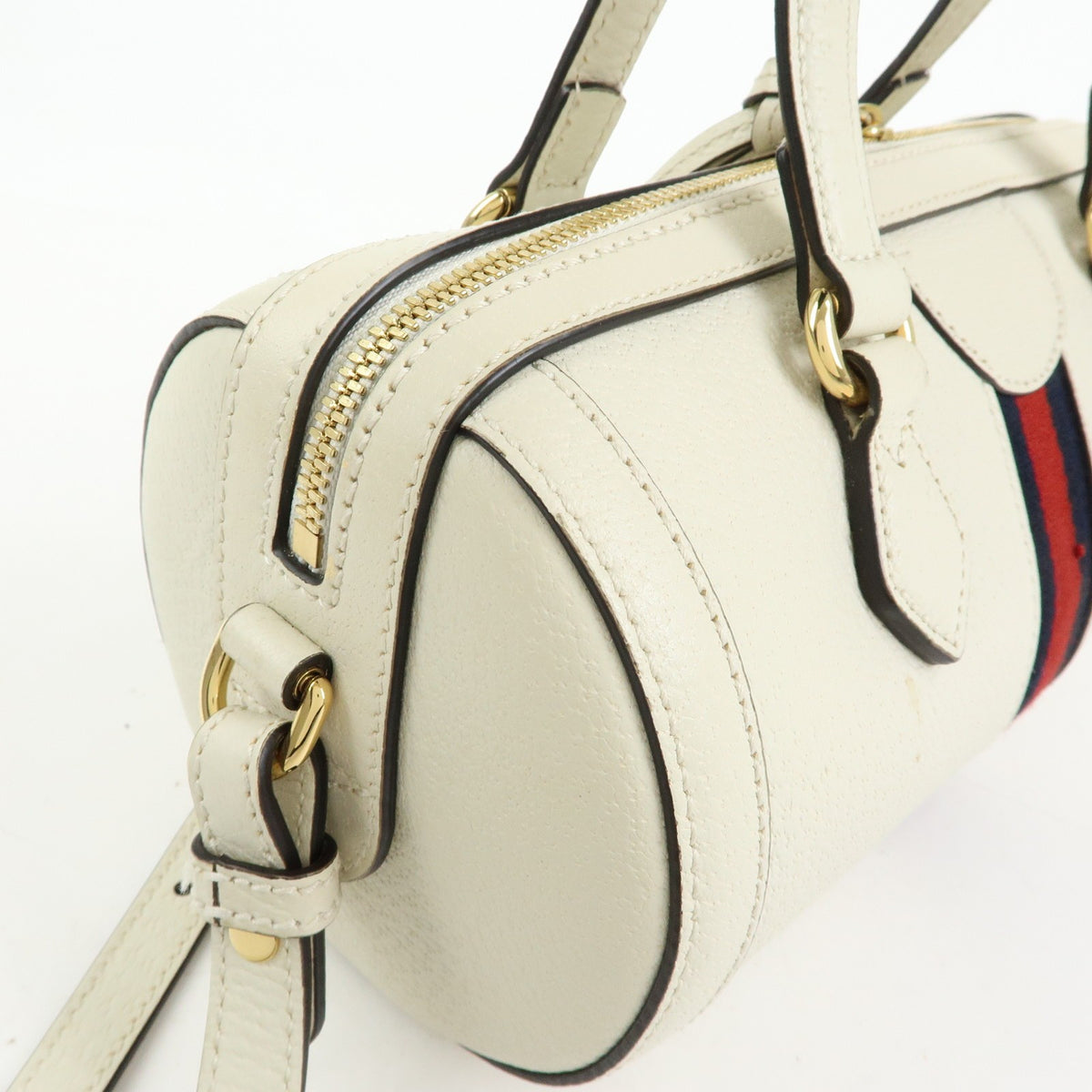 Gucci Ophidia Boston Leather White Leather Handbag (Pre-Owned)