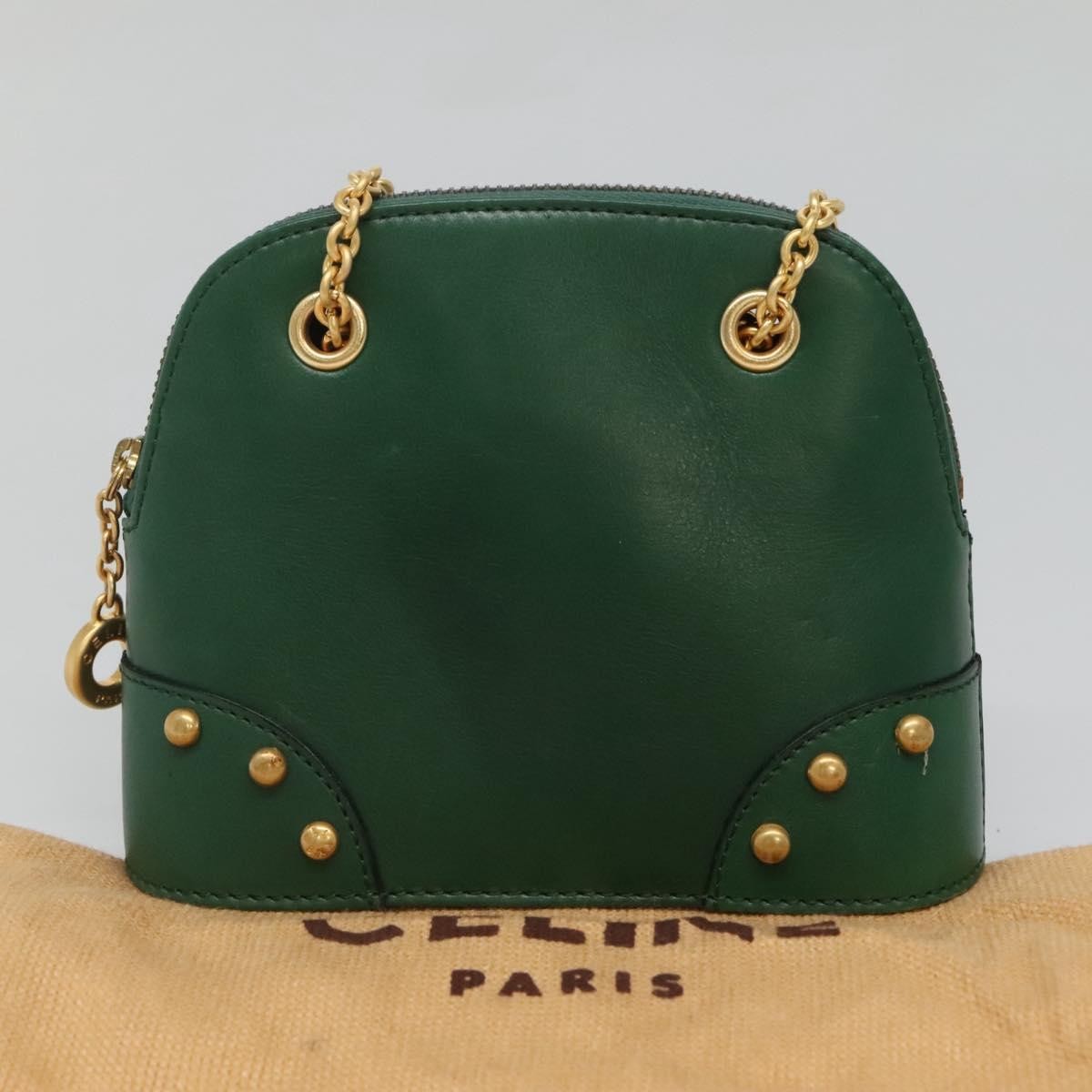 Celine Chain Vertical Quilted Lambskin Green Leather Shoulder Bag Bag (Pre-Owned)