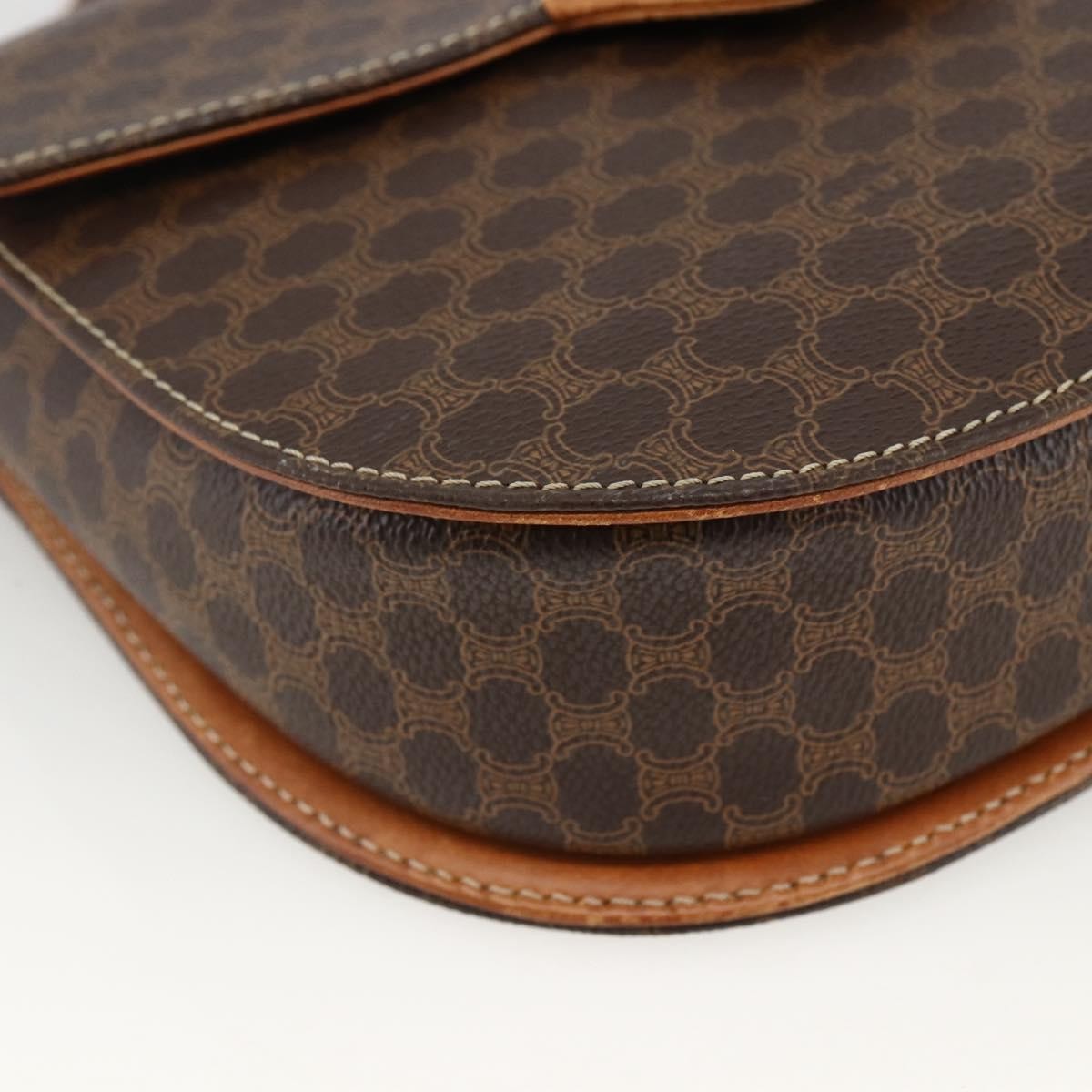 Celine Vintage Macadam Canvas And Leather Brown Canvas Handbag (Pre-Owned)