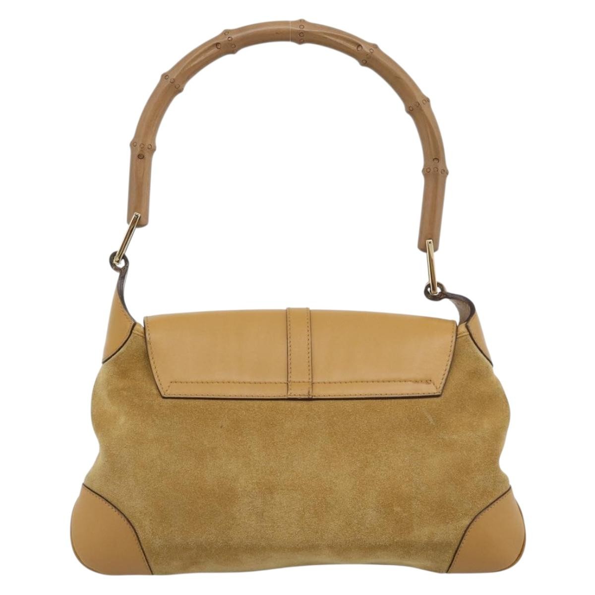 Gucci Bamboo Jackie Suede Beige Suede Handbag (Pre-Owned)