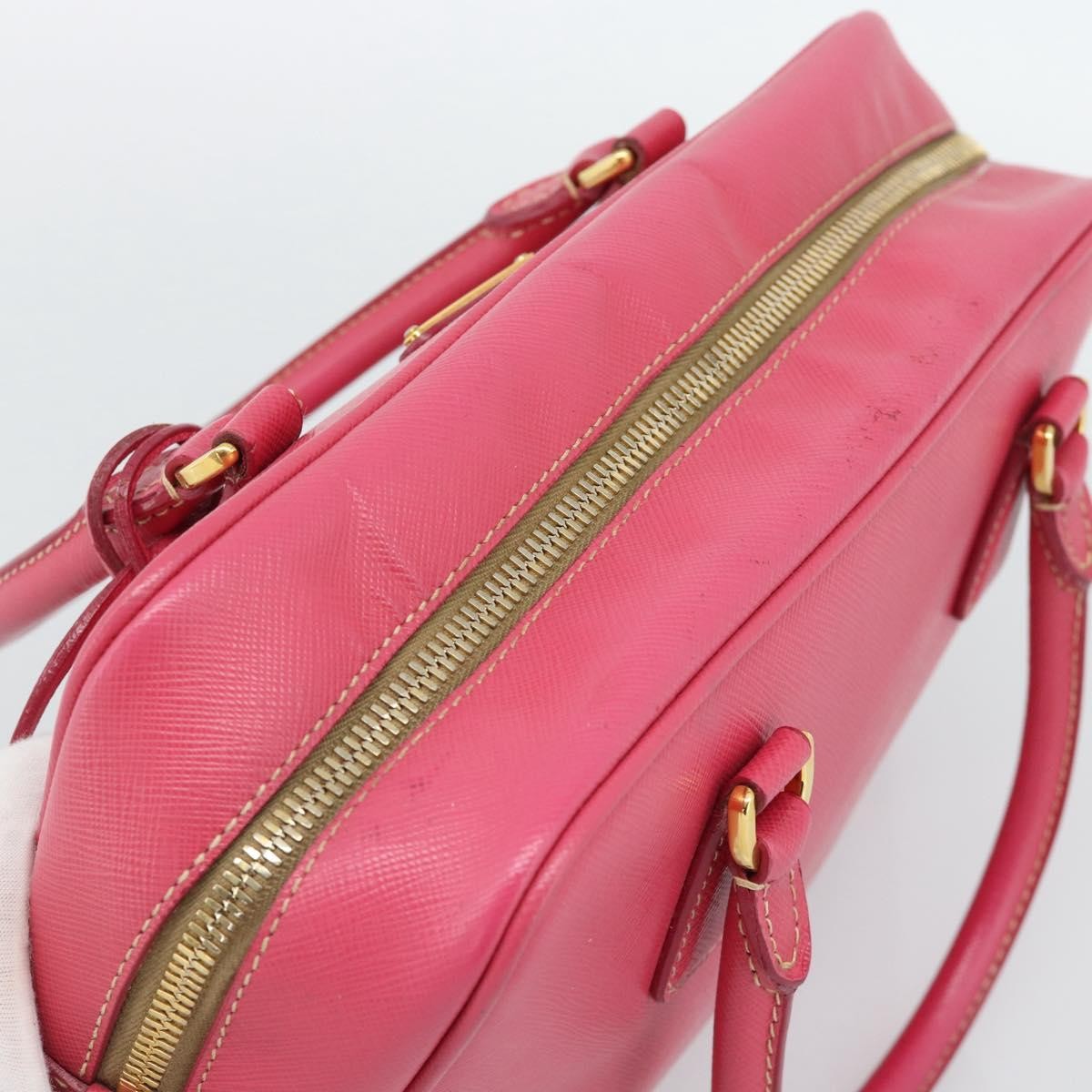 Prada Bauletto Saffiano Leather Pink Leather Handbag (Pre-Owned)