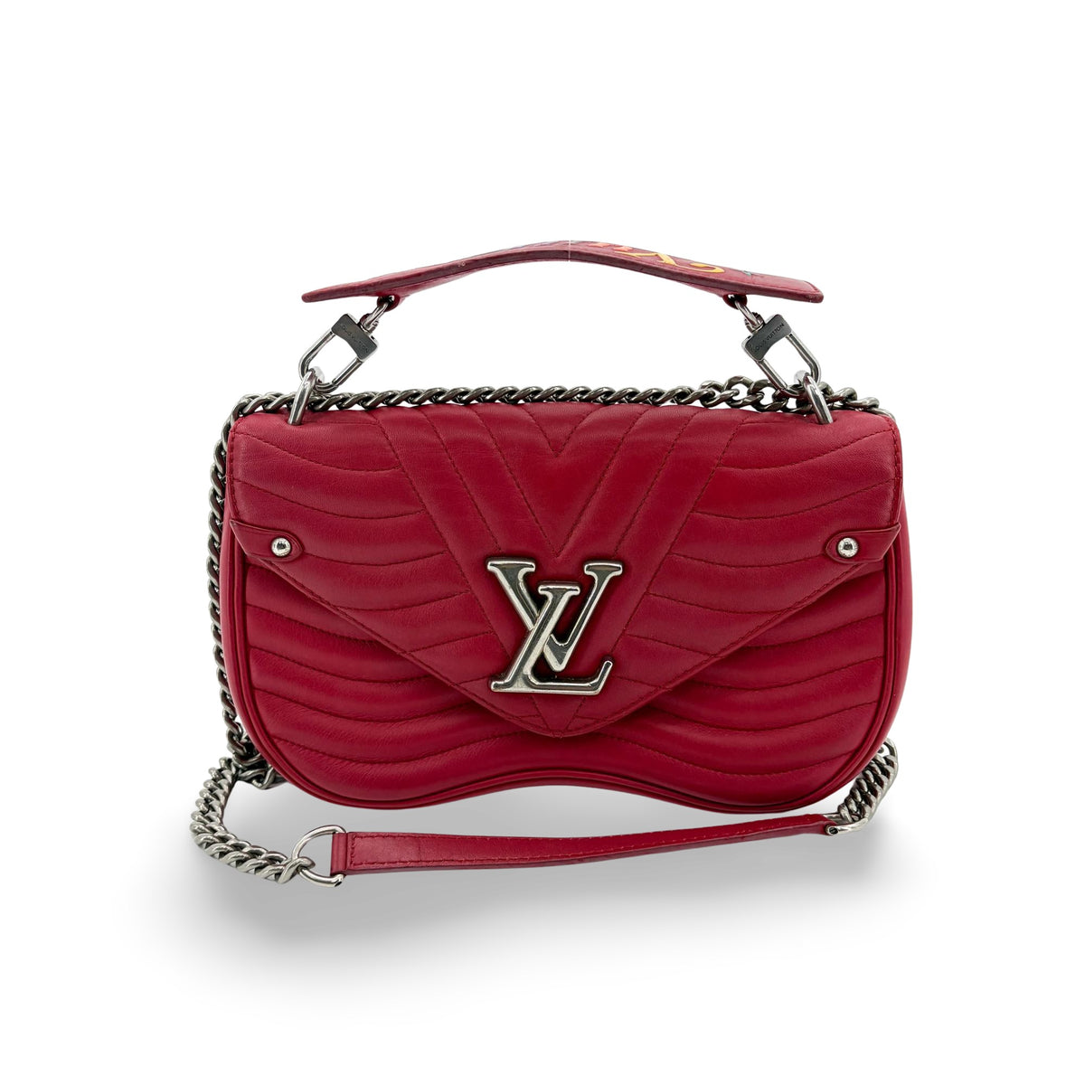 Louis Vuitton New Wave Chain Quilted Leather Red Leather Handbag (Pre-Owned)