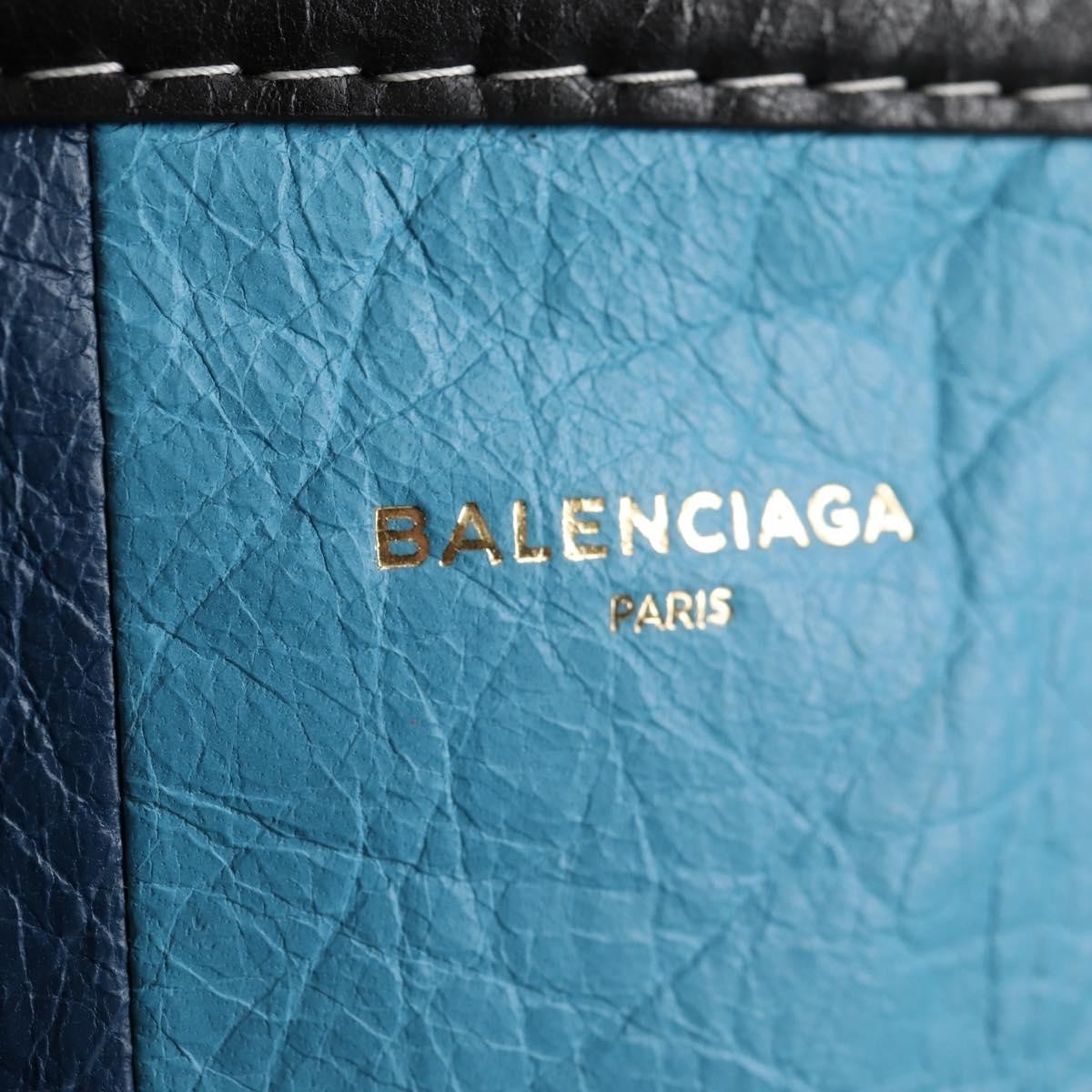 Balenciaga Bazar Convertible Tote Striped Leather Blue Leather Tote Bag Bag (Pre-Owned)