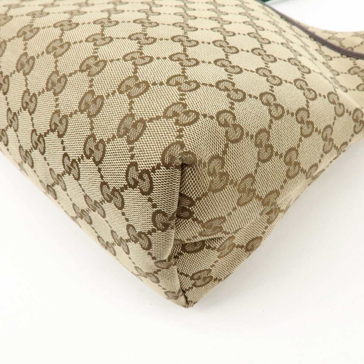 Gucci Web Strap Zip Messenger Gg Canvas Beige Canvas Handbag (Pre-Owned)