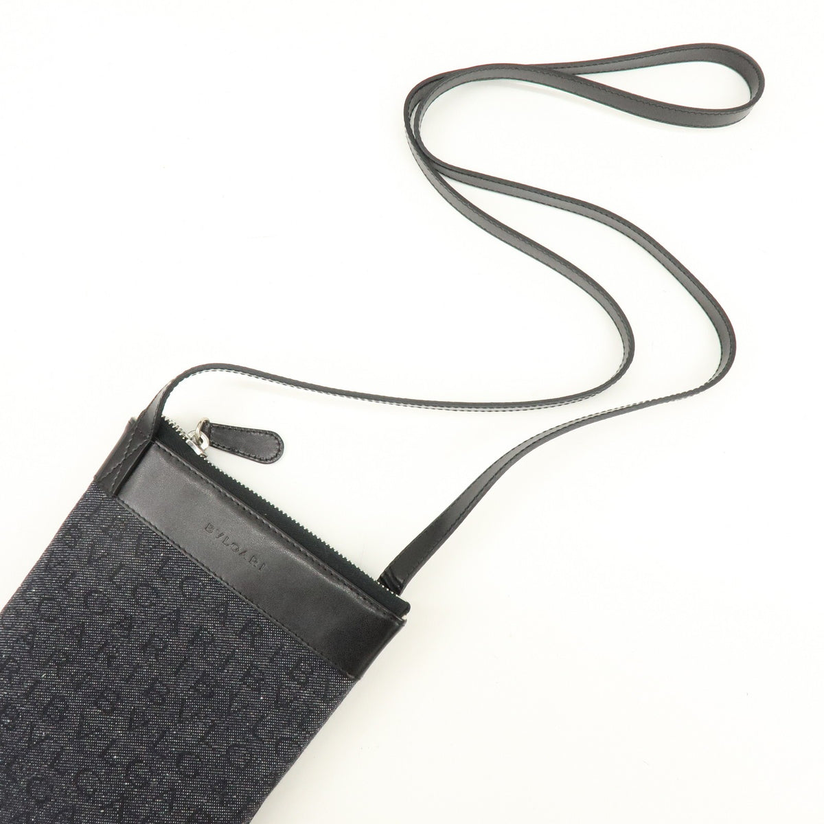 Bvlgari Logomania Canvas With Leather Black Denim_Jeans Shoulder Bag Bag (Pre-Owned)