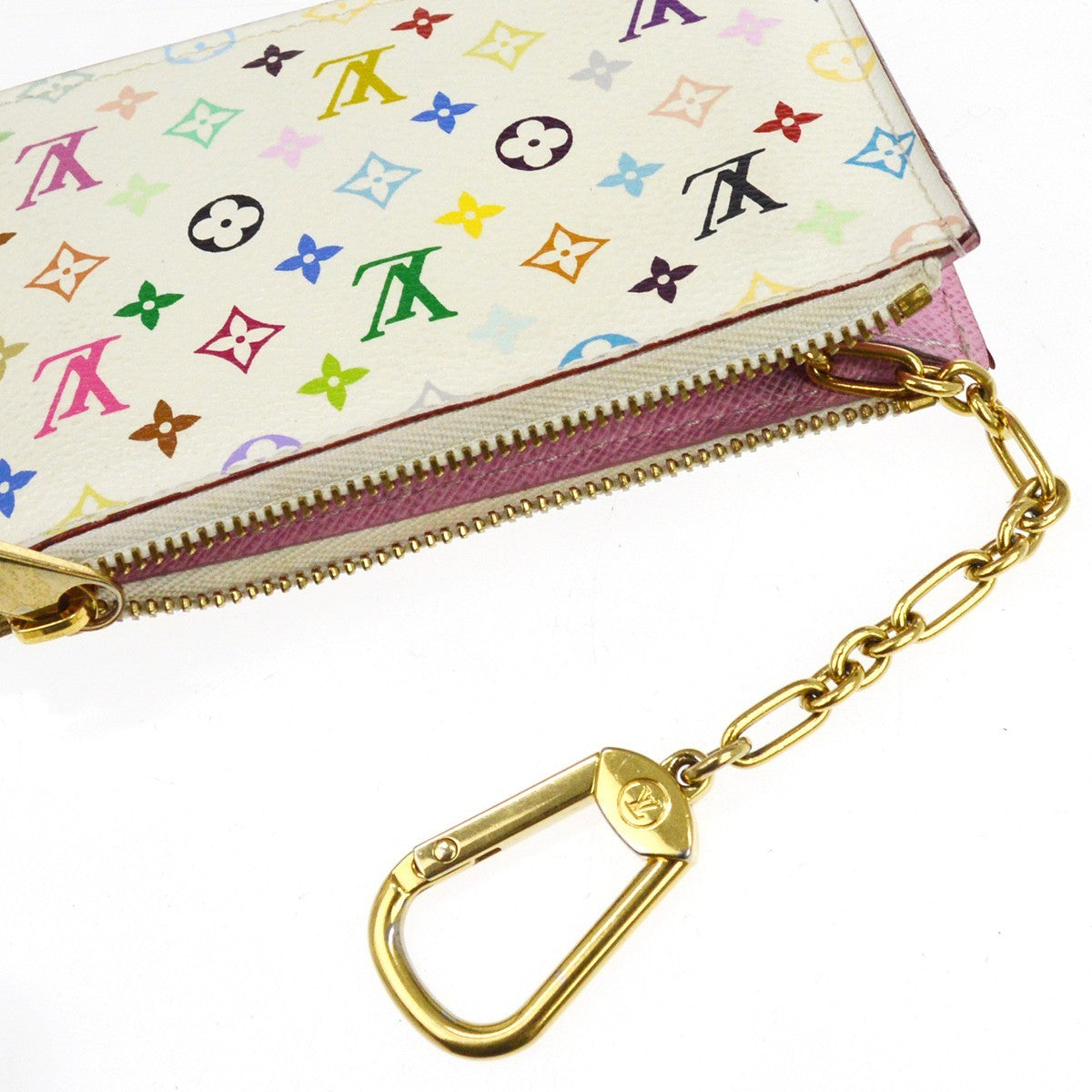 Louis Vuitton Pochette Clés Nm Monogram Multicolor Canvas White Calfskin Wallets Accessory (Pre-Owned)