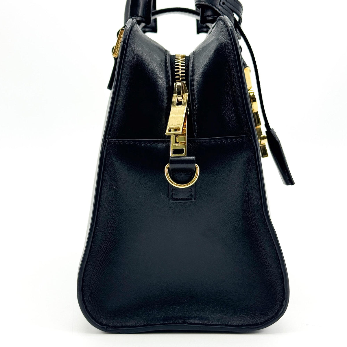 Saint Laurent Convertible Monogram Cabas Leather Black Leather Tote Bag Bag (Pre-Owned)