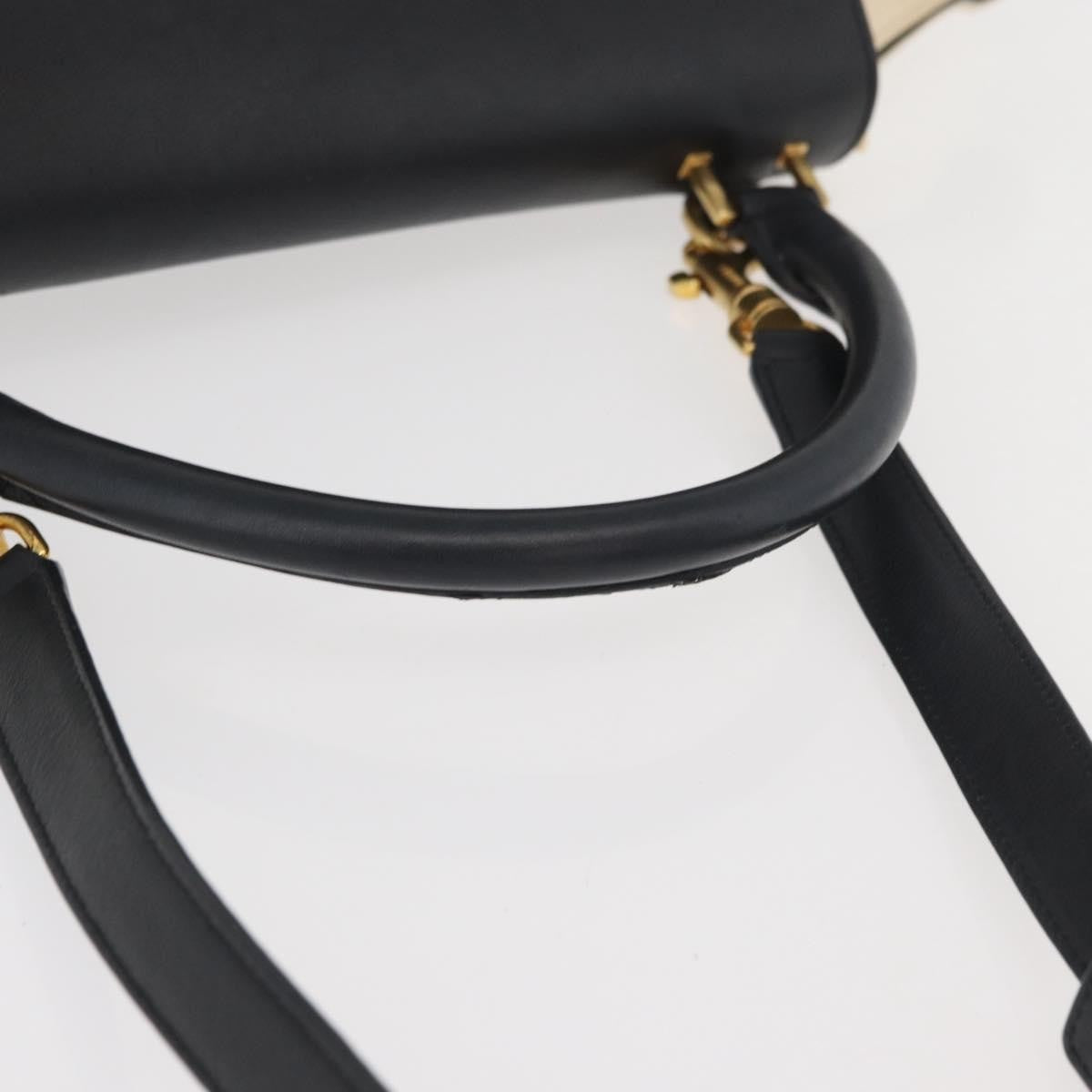 Celine Trapeze Leather With Canvas Beige Canvas Handbag (Pre-Owned)