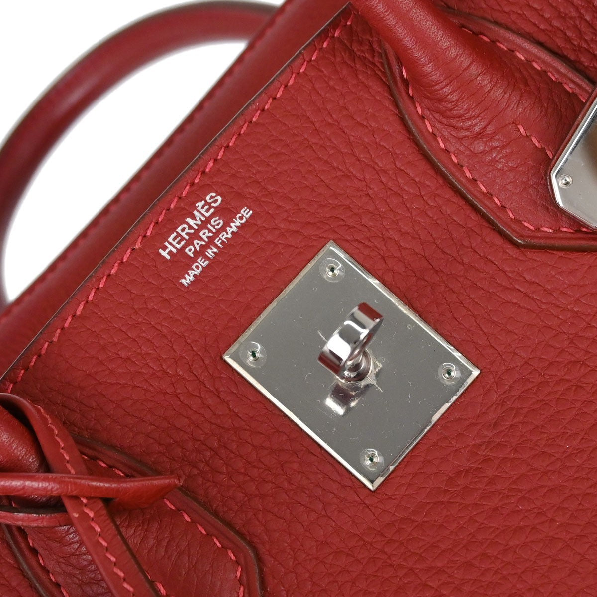 Hermes Birkin Red Togo With Palladium Hardware Red Leather Handbag (Pre-Owned)