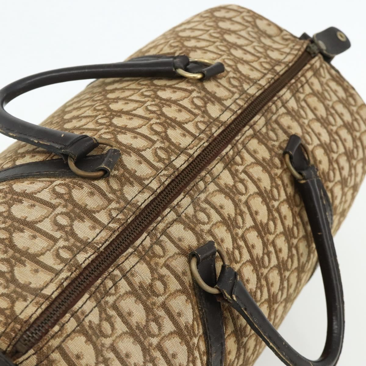Christian Dior Vintage Trotter Boston Diorissimo Canvas Beige Canvas Handbag (Pre-Owned)
