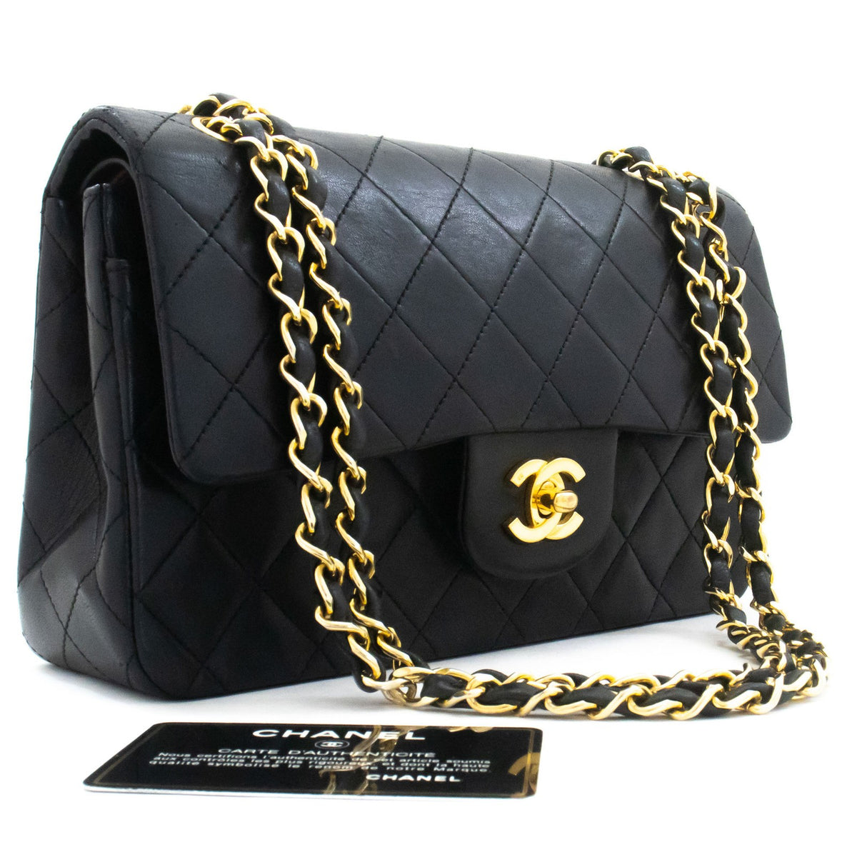 Chanel Cc Flap Quilted Classic Flap Motif Printed Nylon Black Leather Crossbody Bag Bag (Pre-Owned)