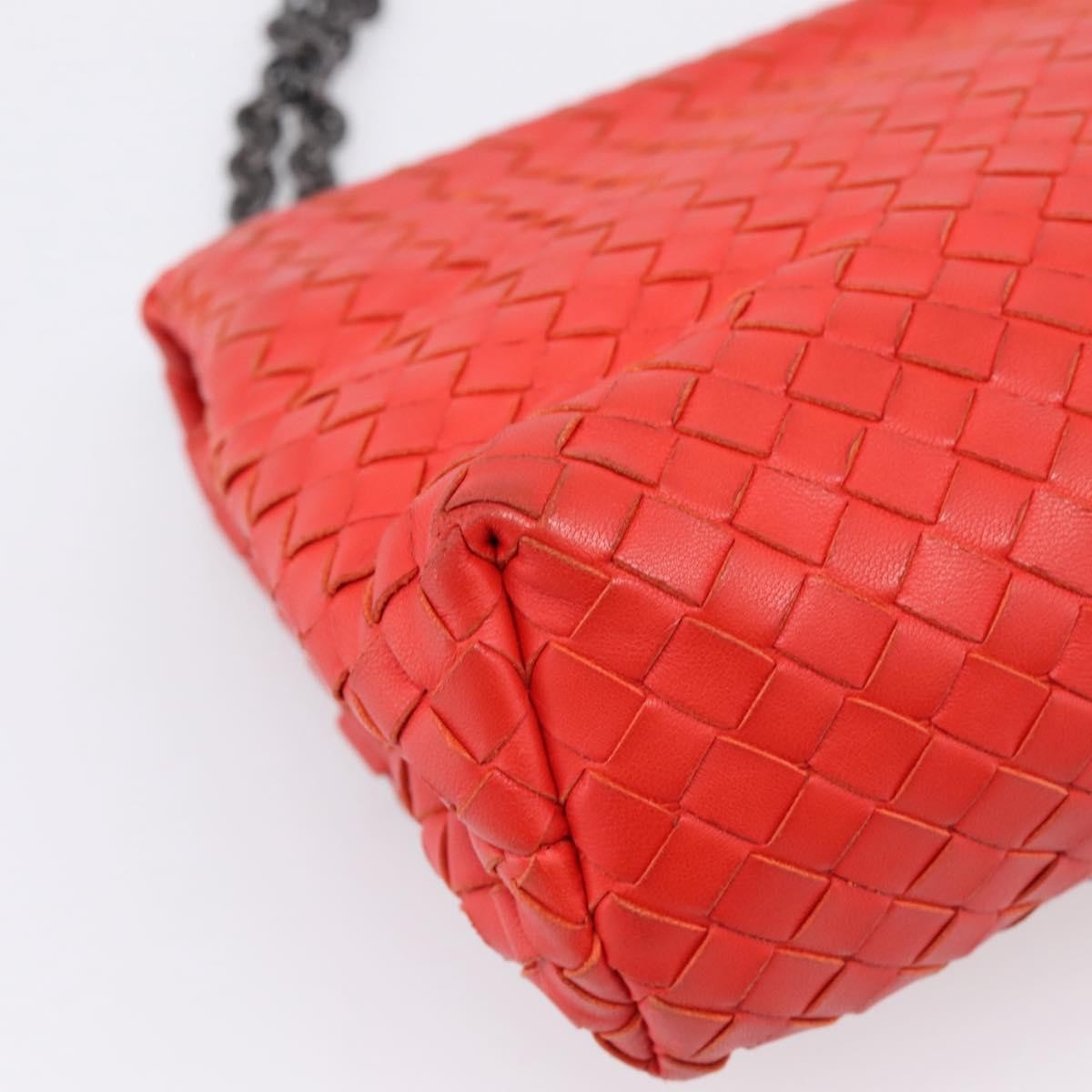 Bottega Veneta Olimpia Intrecciato Nappa Red Leather Shoulder Bag Bag (Pre-Owned)