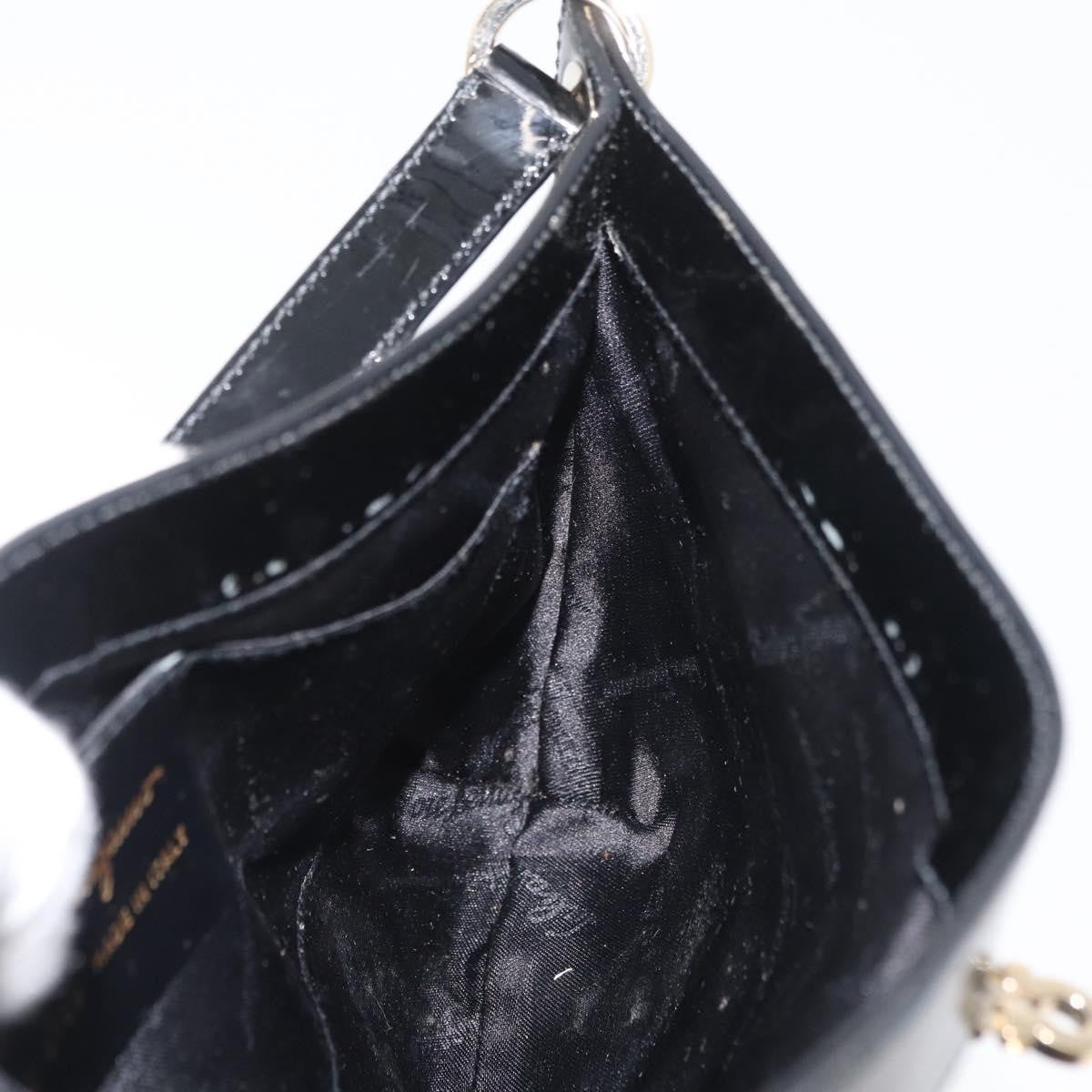 Salvatore Ferragamo Gancini Patent Leather Black Patent_Leather Shoulder Bag Bag (Pre-Owned)