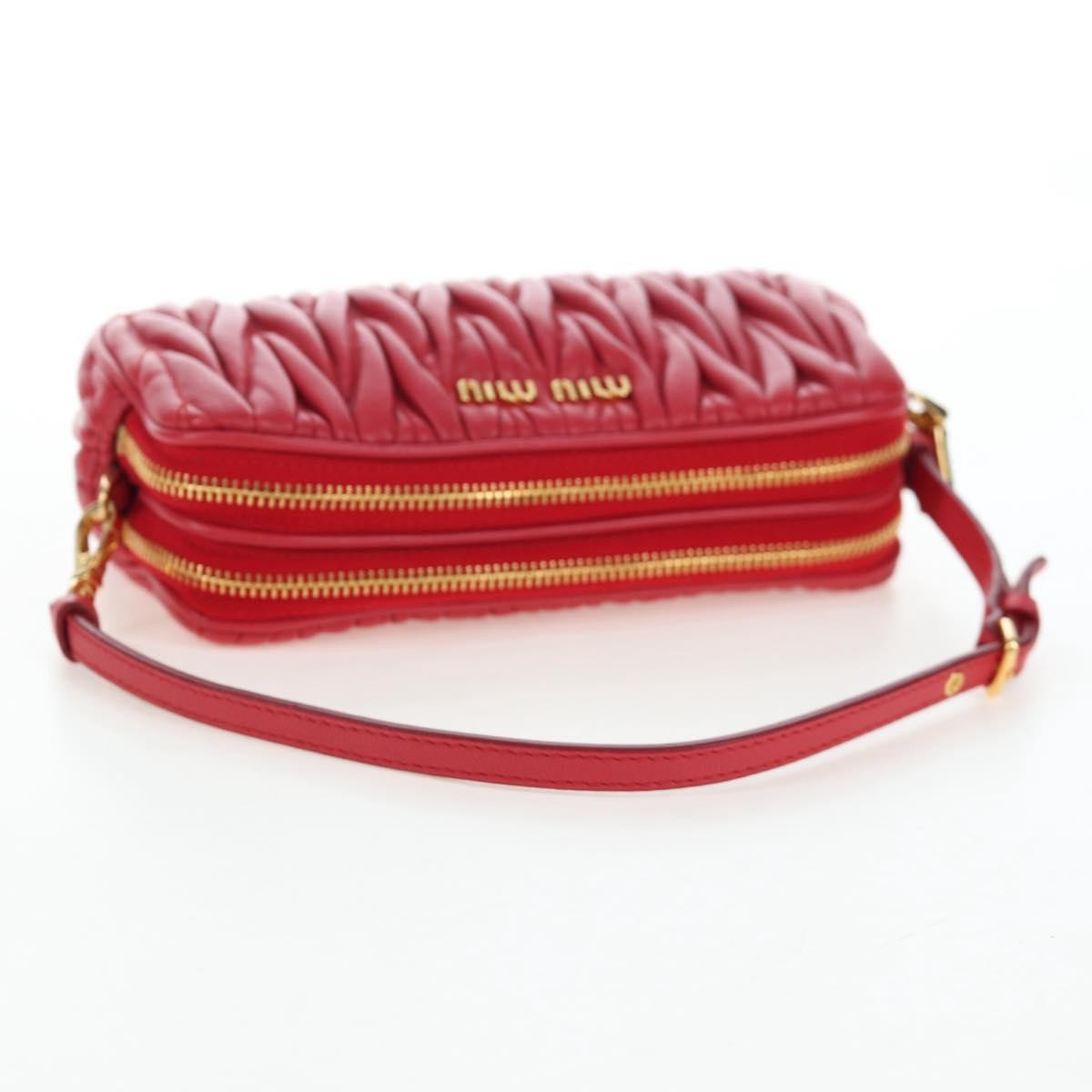 Miu Miu Tech Matelasse Leather Red Leather Crossbody Bag Bag (Pre-Owned)