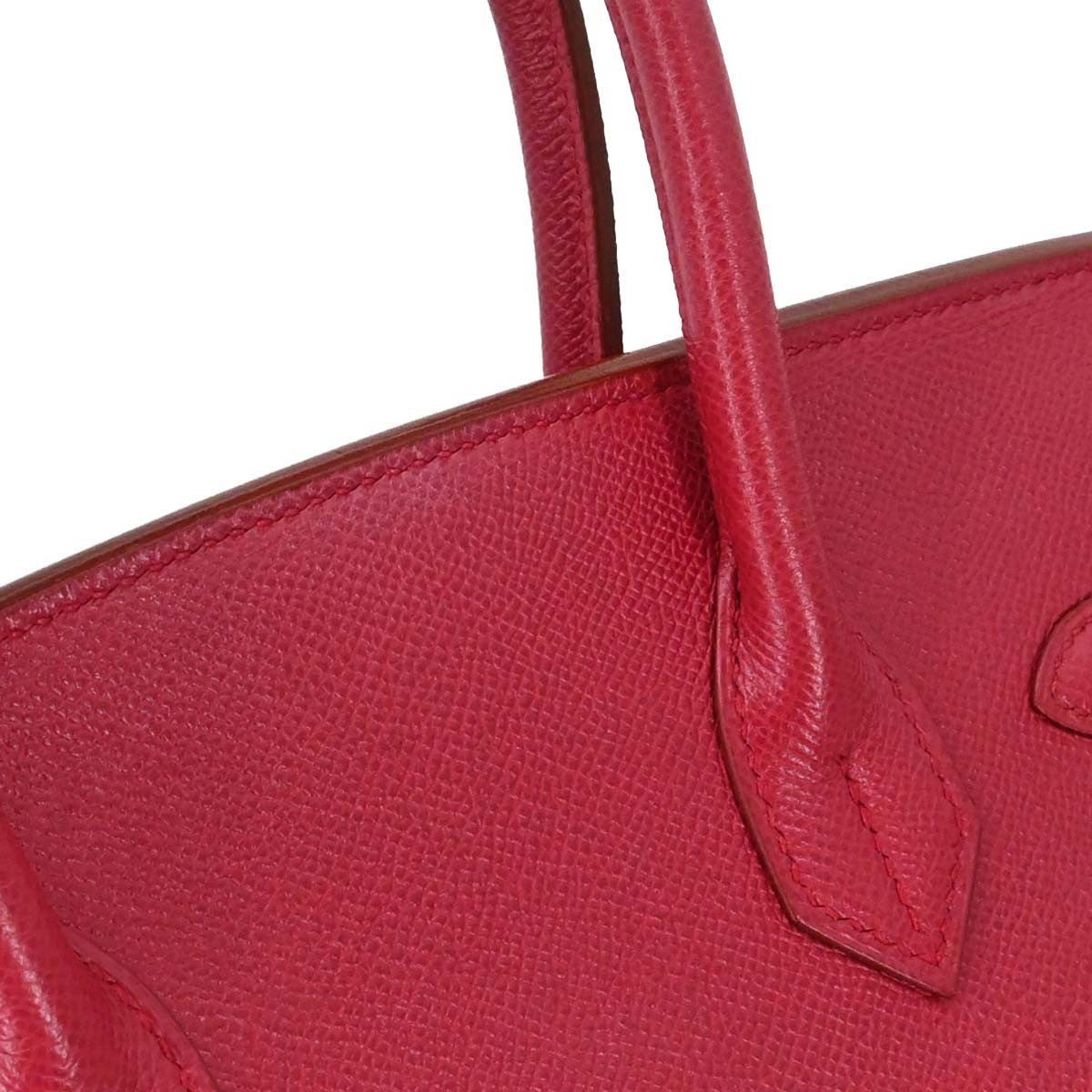 Hermes Birkin Red Courchevel With Gold Hardware Red Leather Handbag (Pre-Owned)